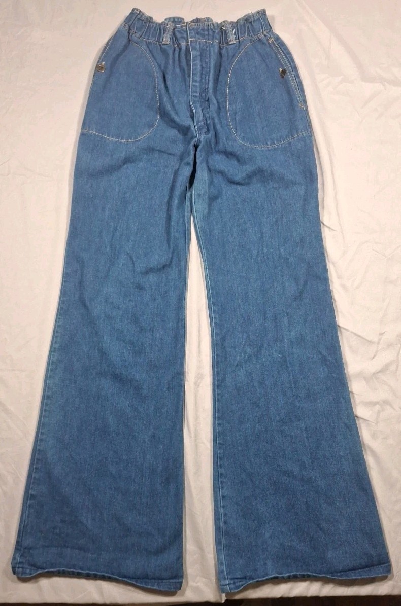 VTG 70’s Faded Glory 4☆ By Appendagez Elastic Waist Bellbottom Jeans Jr. Size 32