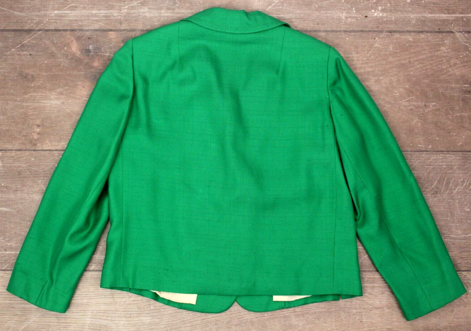 VTG Women’s 60s 2 Pc Kelly Green Dress Suit Set W/ Lion Head Buttons M/L 1960s