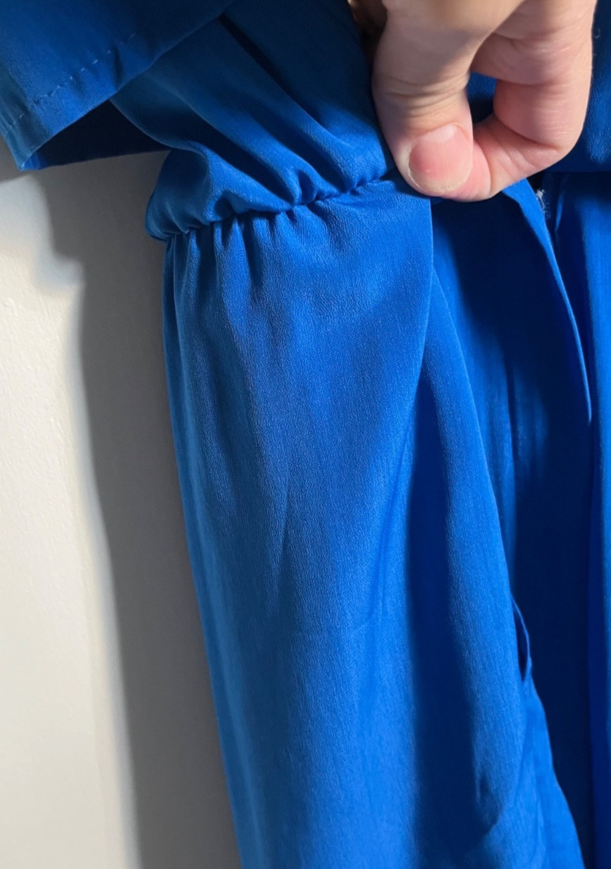 Vintage 80s Stuart Alan Petit Bright Blue Utility Jumpsuit Lime Green Accents