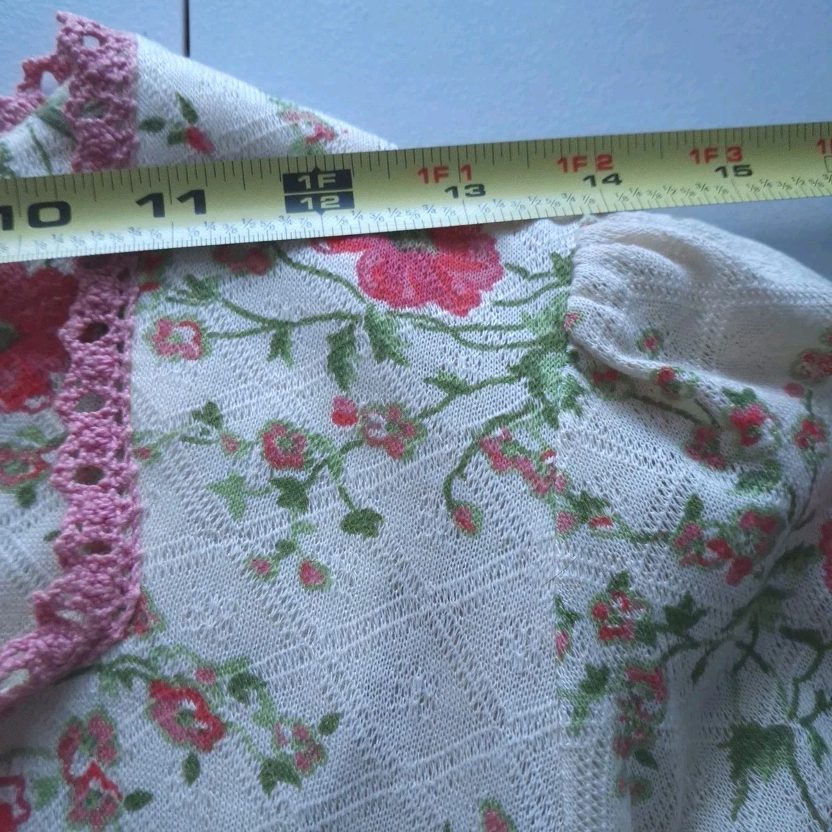 Vintage Maxi Dress Sweetheart Neckline Empire Waist Ditsy Floral Early 70s Sz 7