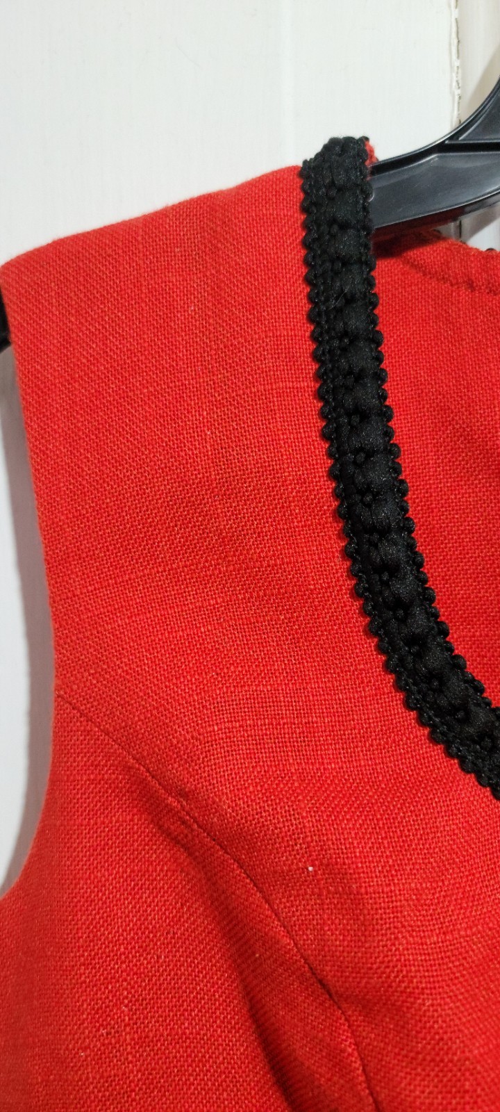 RARE MINT 60s/70s VTG Phool Ph Mod Midi Dress Red Geometric Sleeveless Cotton Sm