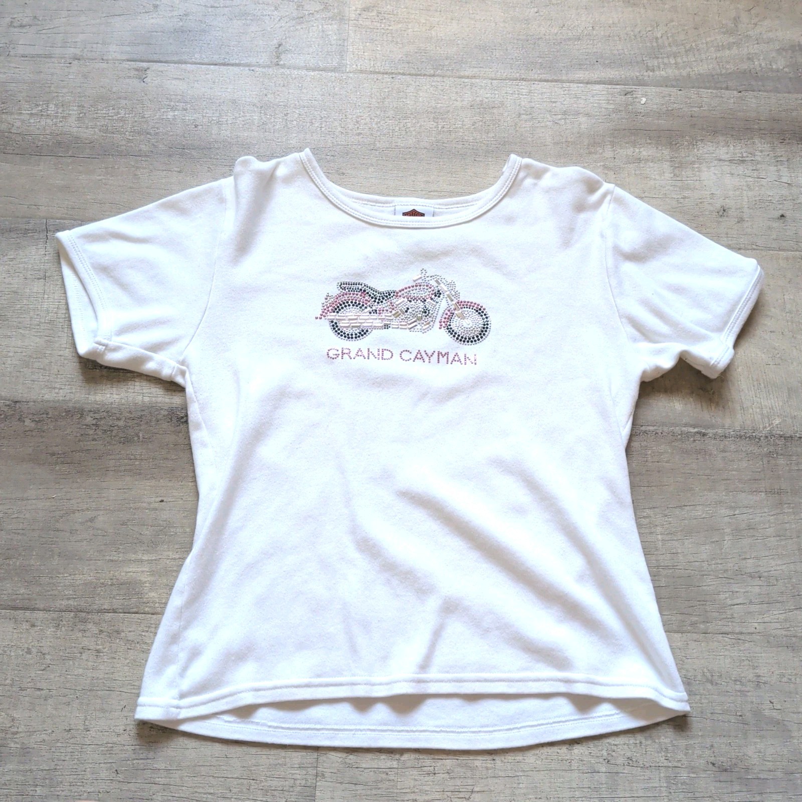 Vintage 2003 Harley Davidson Grand Cayman Rhinestone T-Shirt Women’s L Pirate