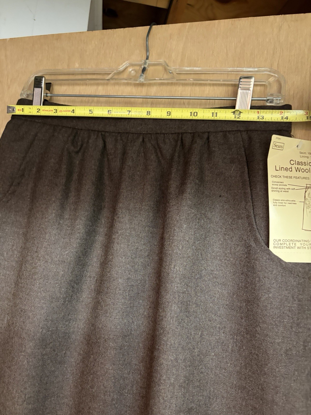 Sears Vintage 100% Wool Brown Midi Skirt