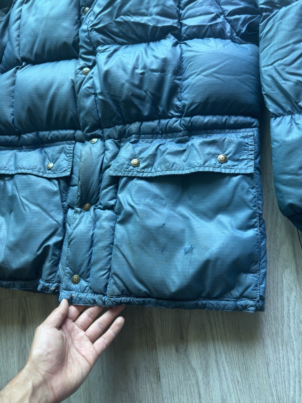 Vintage 70s Eddie Bauer Expedition Goose Down Parka Jacket Black Gold Label Sz L