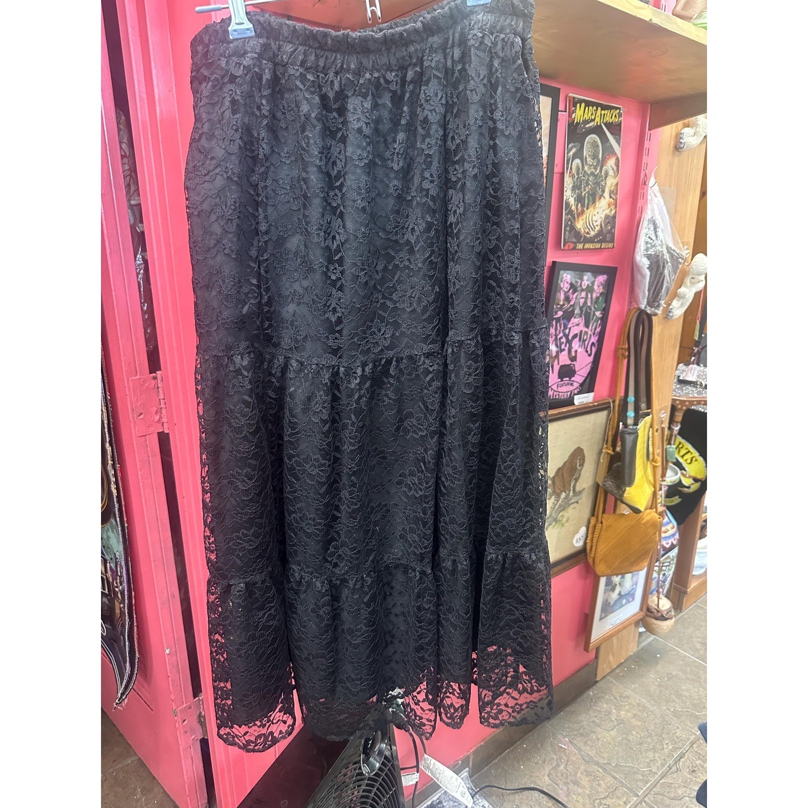 Vintage 80s Lacy After Noon Black Lace Skirt