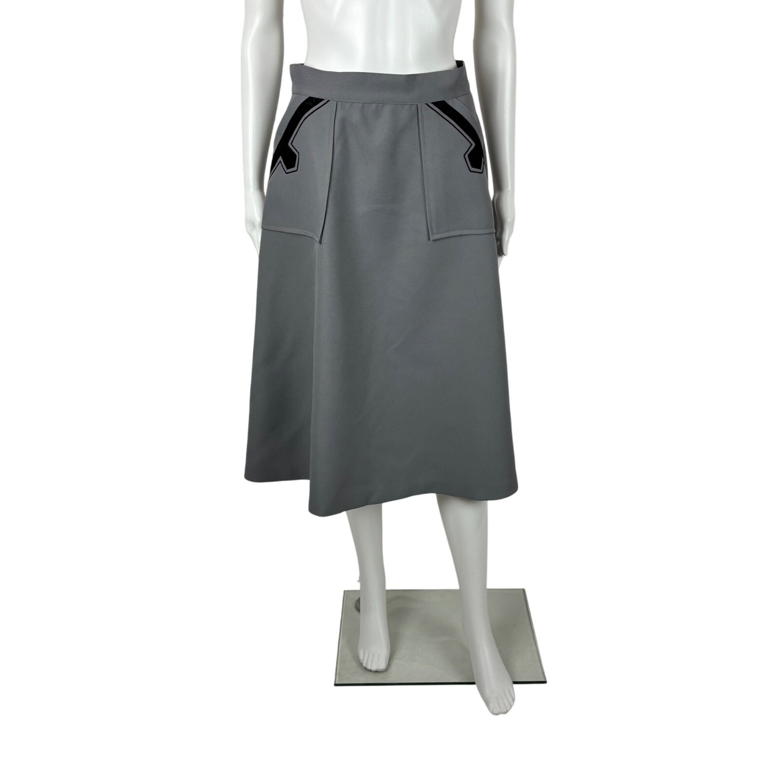 Vintage 70s Gray Skirt Women’s Small High Waist Hip Pockets A Line Full