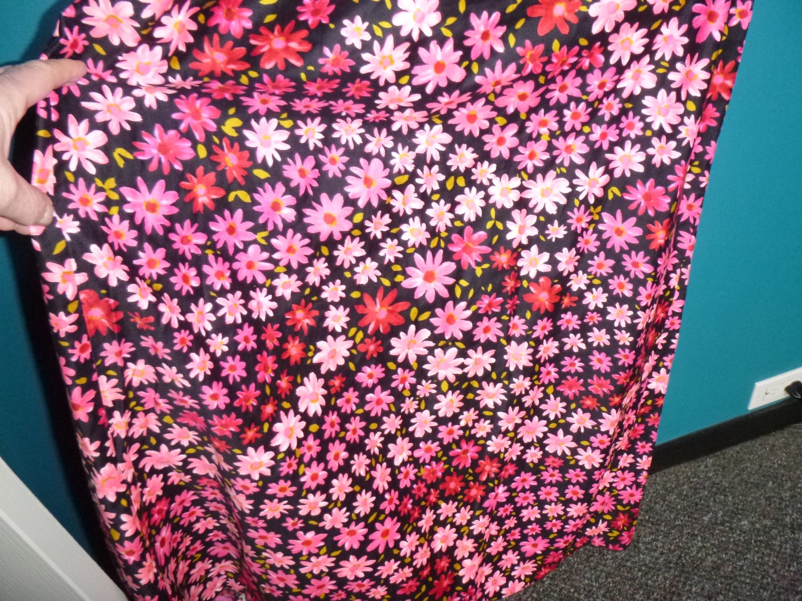 Vtg Charlotta Of California By Glazier Flower Power Maxi Dress PINK Daisies Sz M
