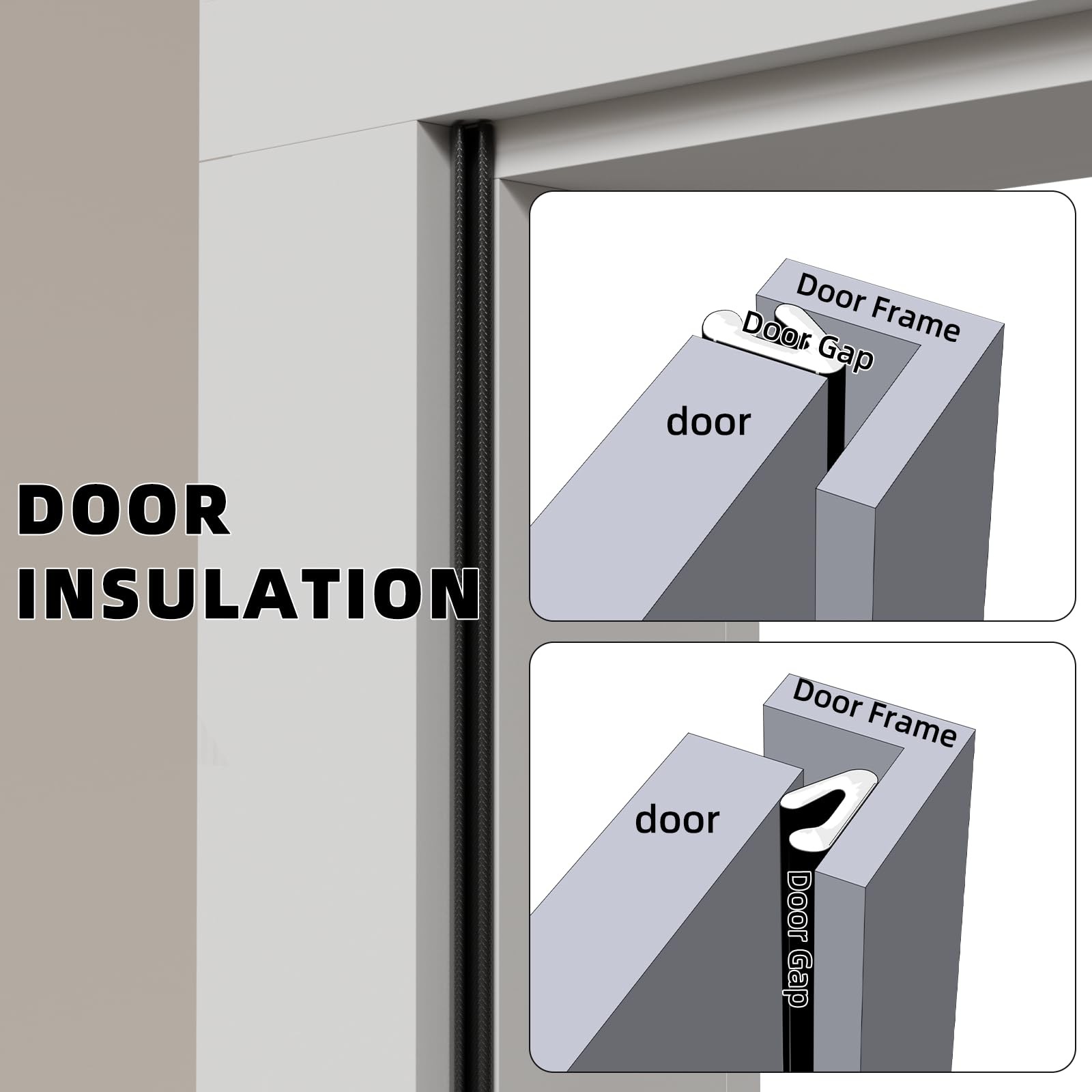 2 Pack 26ft Self-Adhesive V-Shaped Foam Weather Stripping Door Seal Insulation G