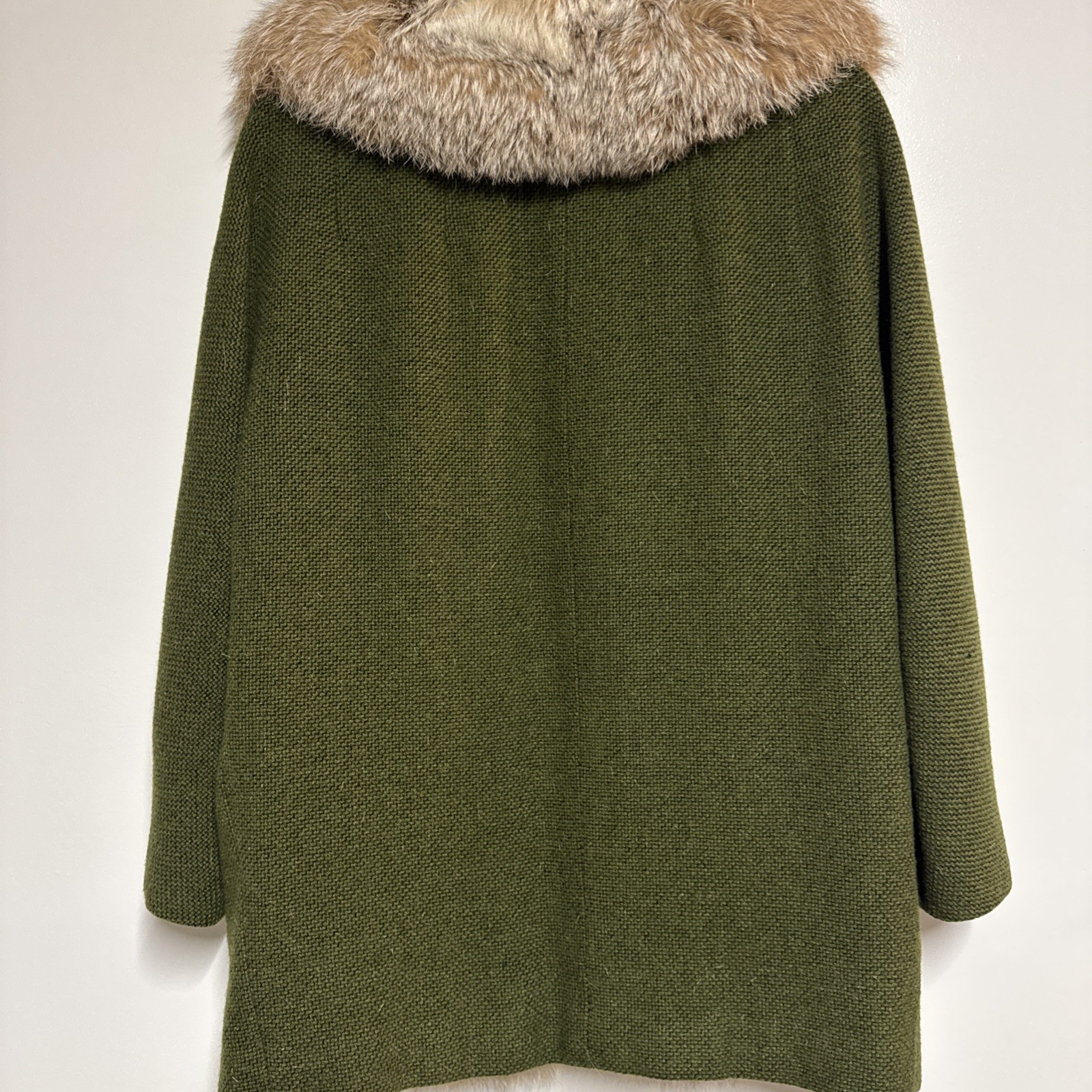 Vintage NEIMAN MARCUS Hunter Green Wool/Fur Collar Coat Lined Women’s