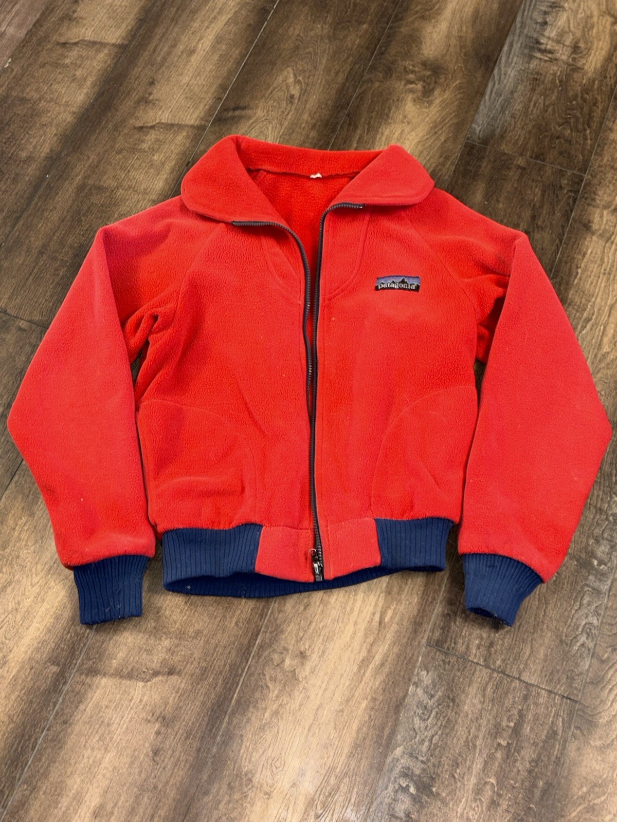 Vtg Patagonia Big Logo Womens Fleece Jacket 13/14 Full Zip 70s Rare Broken Zip