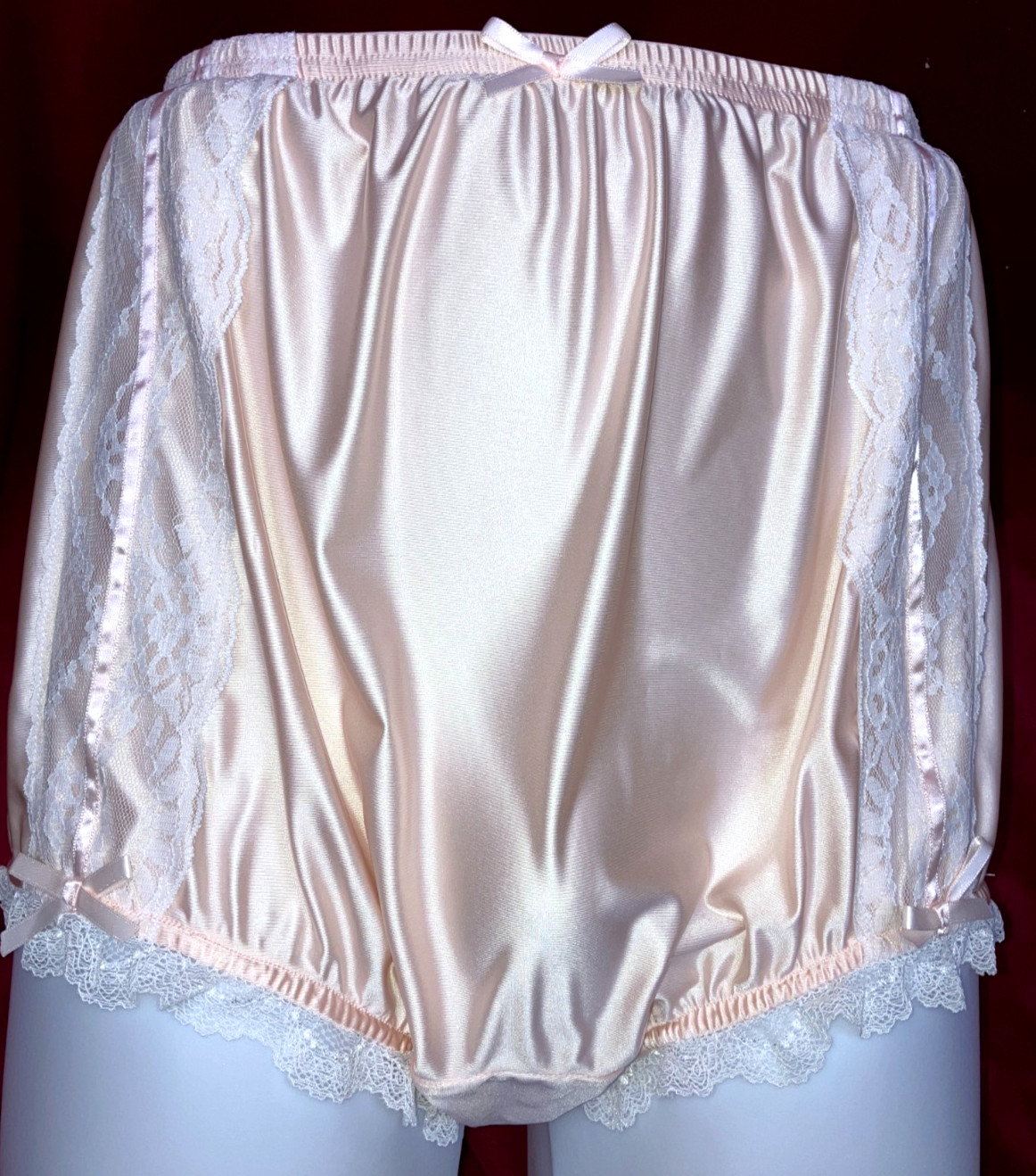 NIP 2X 3X Can-Can Granny Panty Silky Nylon Satin Lace Brief Sissy Vintage styl