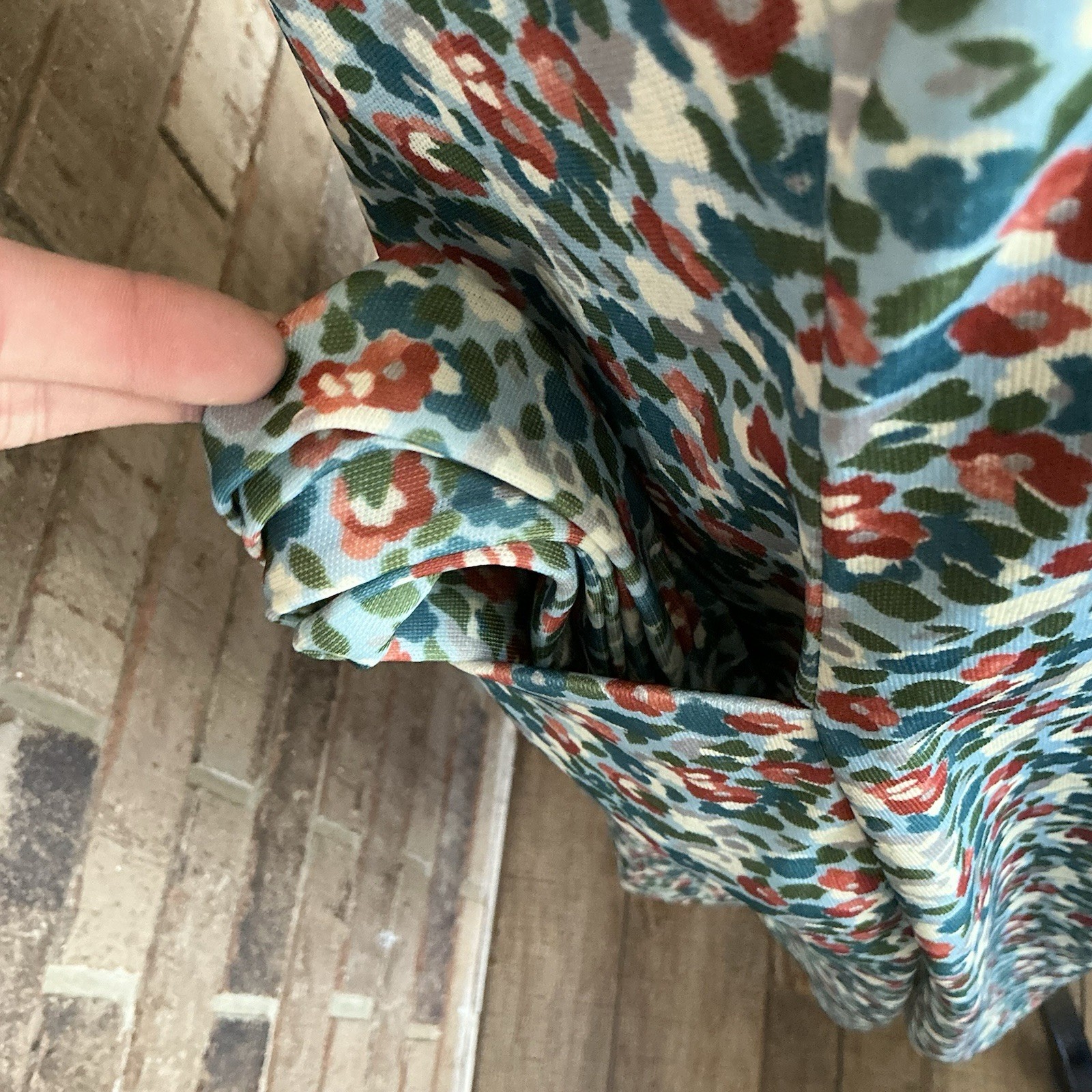 70s VINTAGE Tribue Floral Zip Front Midi Dress Women’s Size S Blue #33B9