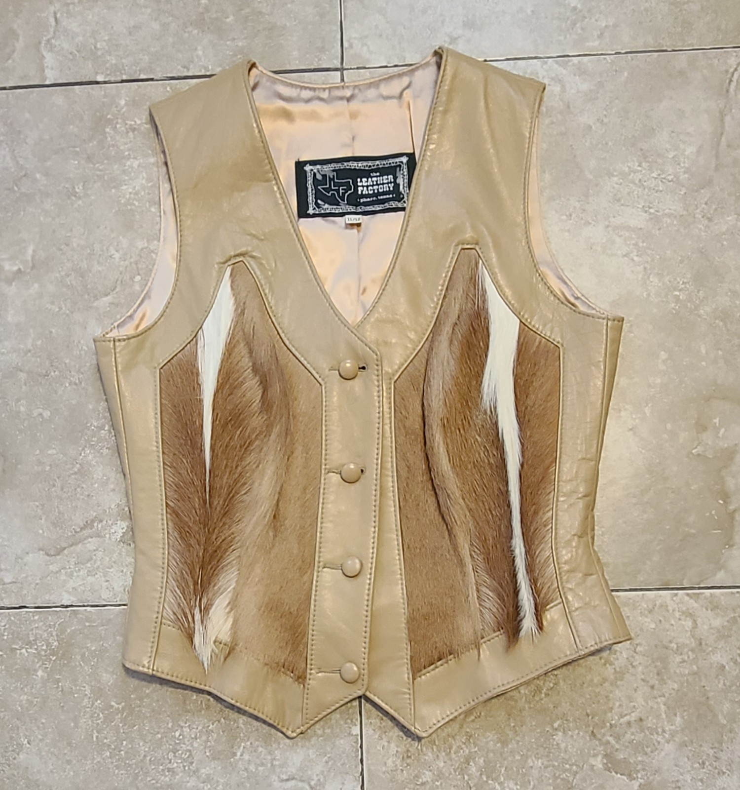 VTG 70s Soft Deer Leather & Fur Vest Women’s S-M Hippie Boho Festival Cowgirl