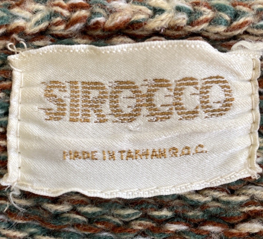 Vintage 70s Sirocco M Cotton Blend Heavy Knit Wrap Cardigan Sweater Boho Hippie