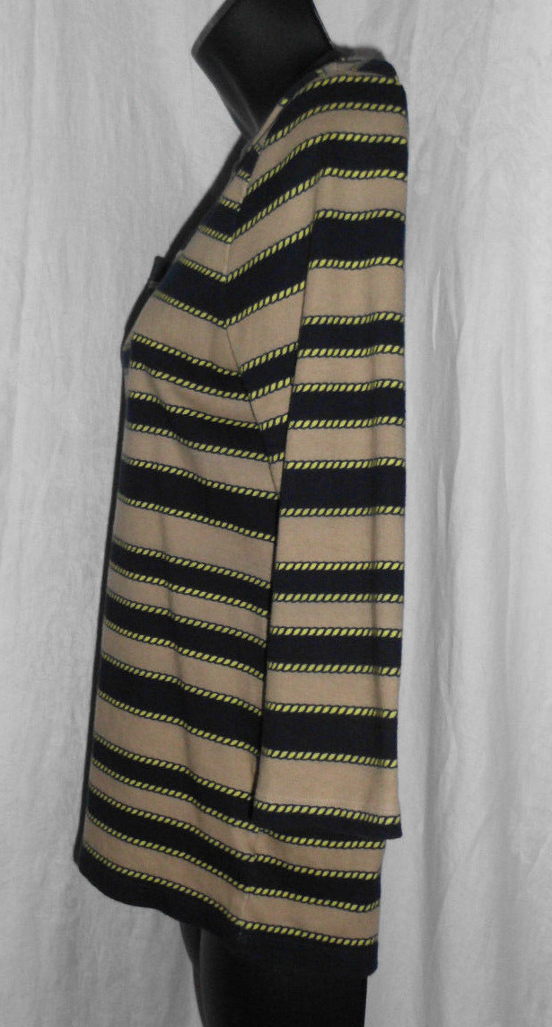 Vintage Jones New York Knit Top Size L MultiColor Stripe 100% Cotton 3/4 Sleeves