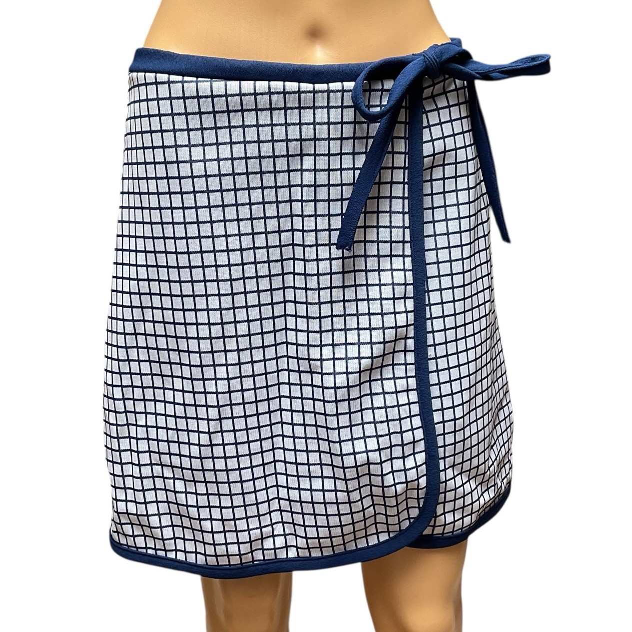Vintage JC Penney Fashions Skort Blue Polyester Windowpane Skirt Tennis Shorts