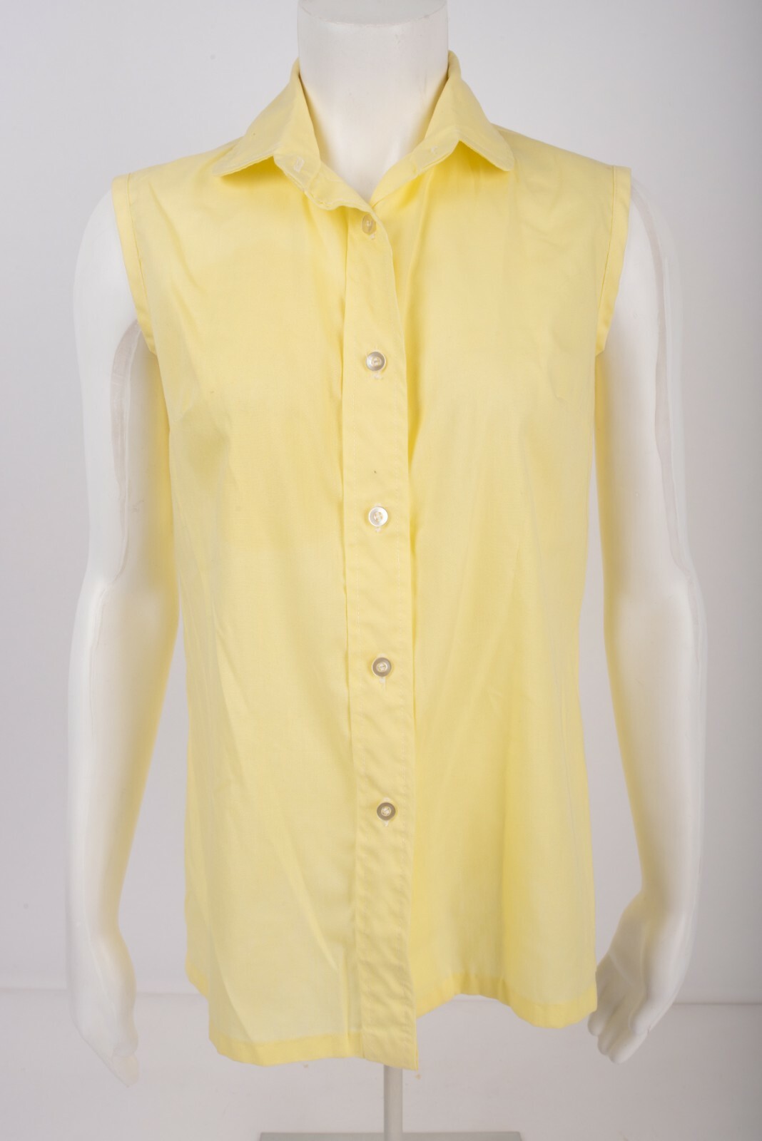 VTG 1980s Miss Fashionality Womens Size 13-14 Yellow Button Up Shirt Top Blouse