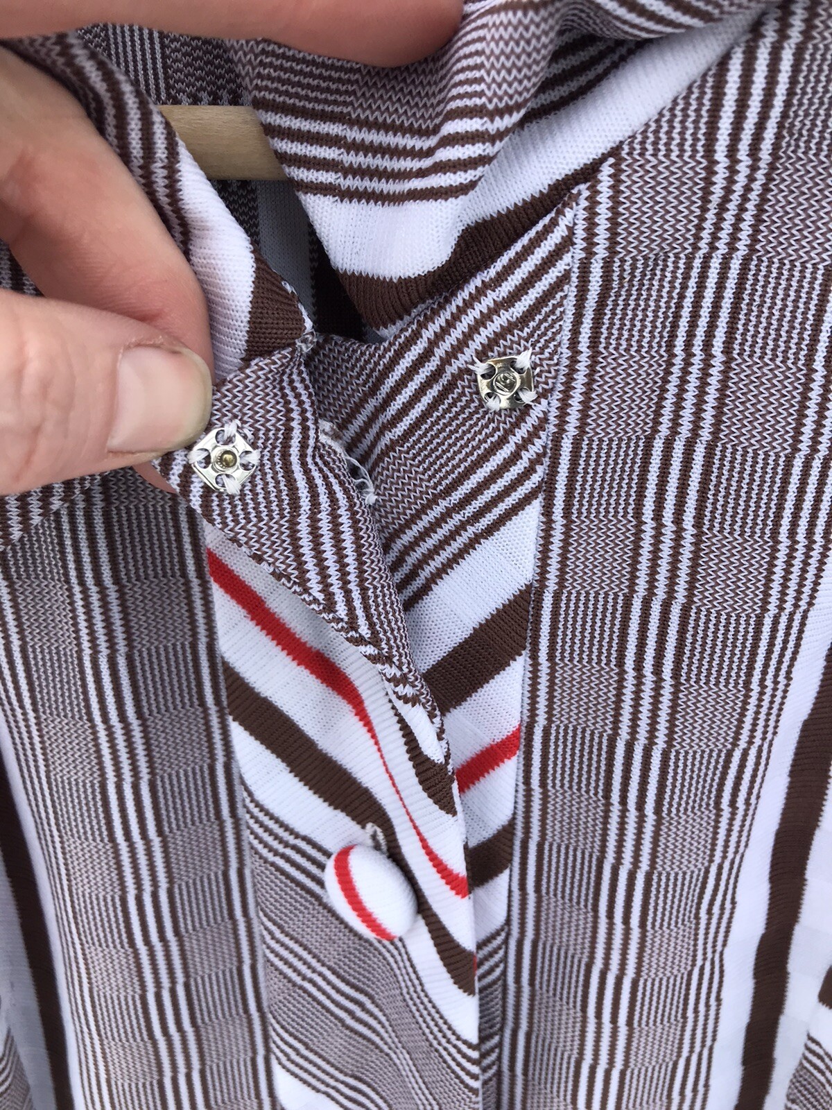 Vintage 70s Striped Collared Everyday Shirt Dress with Pockets, Medium