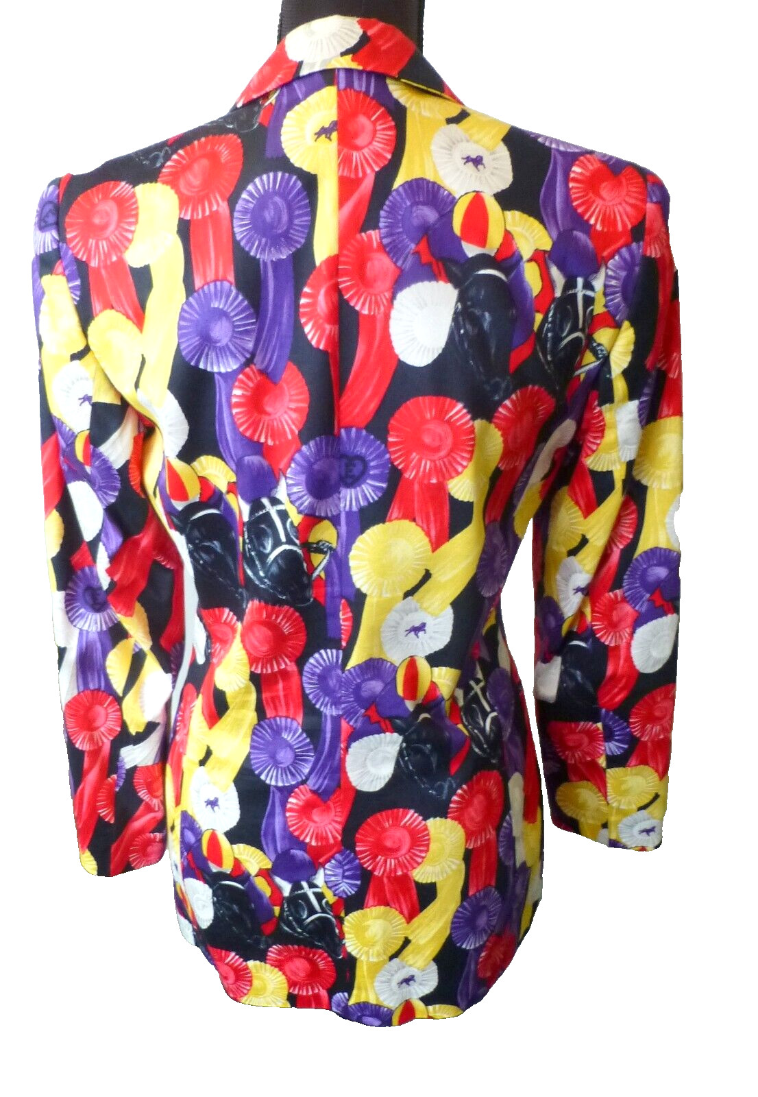 Escada Jacket Blazer Colorful Equestrian Medals Fitted Vintage Size 36 6