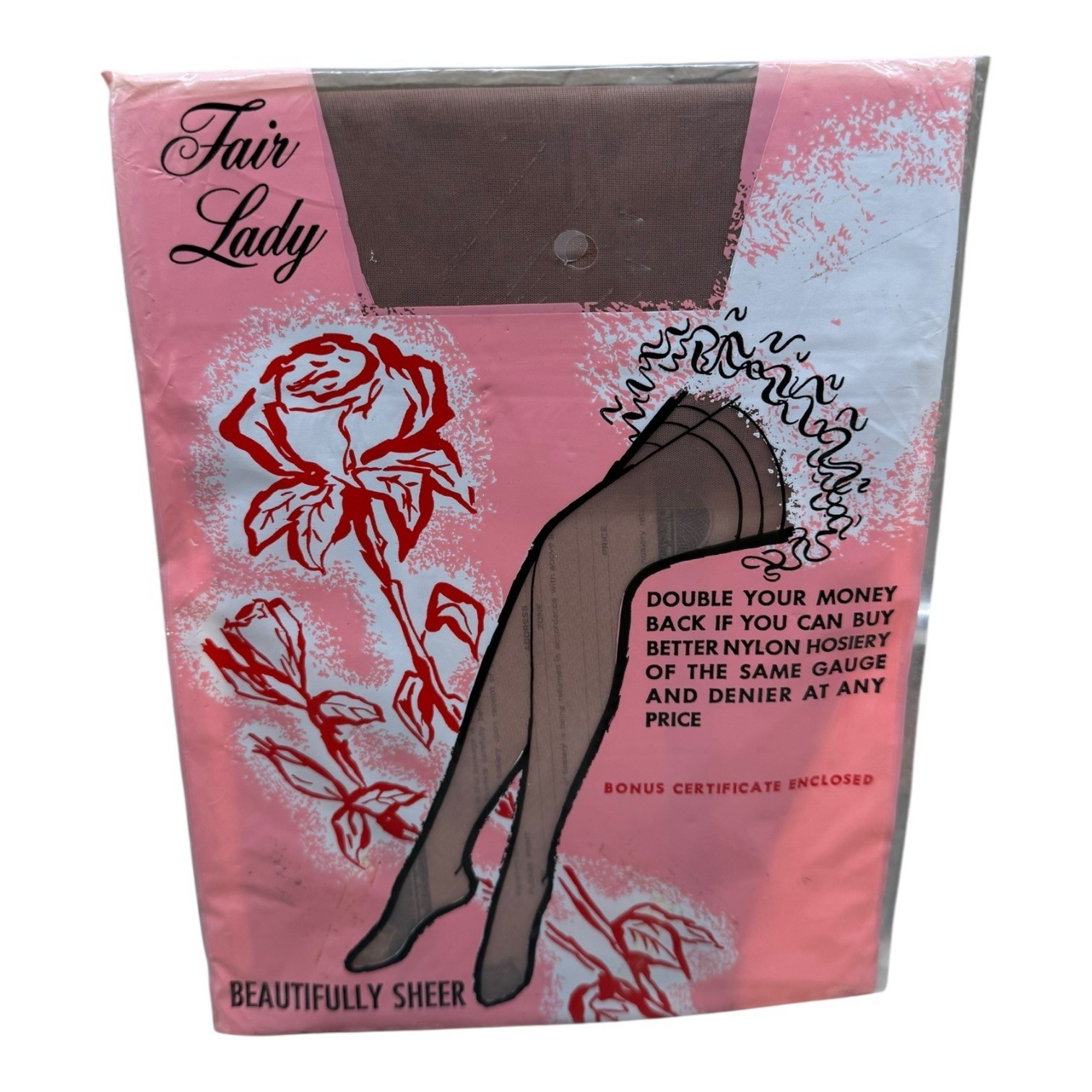 Vintage Fair Lady Seamless Sheer Micro Mesh Stockings Beigetone Size 8 1/2
