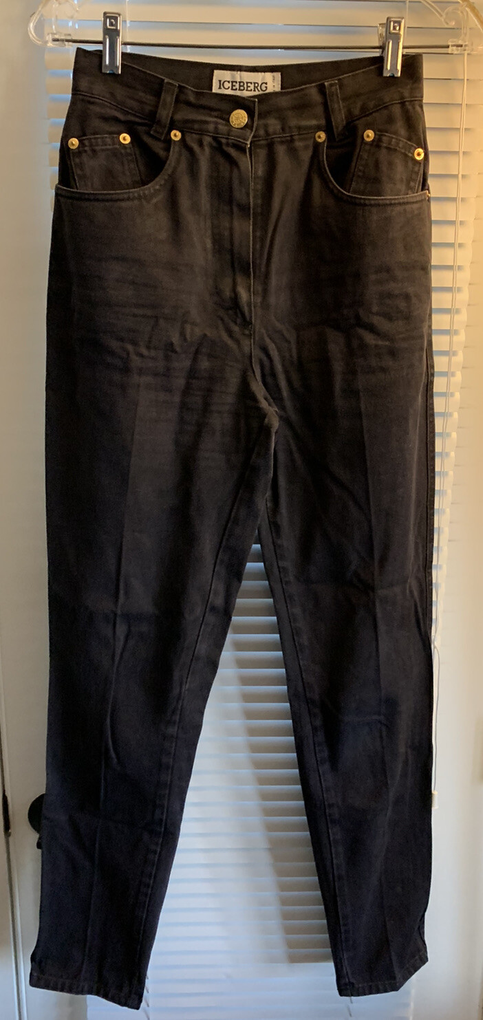 Vintage Iceberg Women’s 10 Jeans Denim 1990’s Drip Size EU 40 S Black Distressed