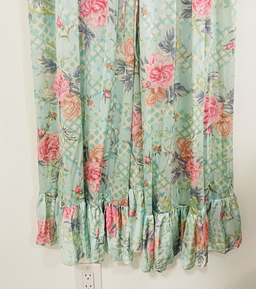 Vanity Fair 2 Piece Set Maxi NightGown & Robe Peignoir Pastel Floral Sz SML VTG