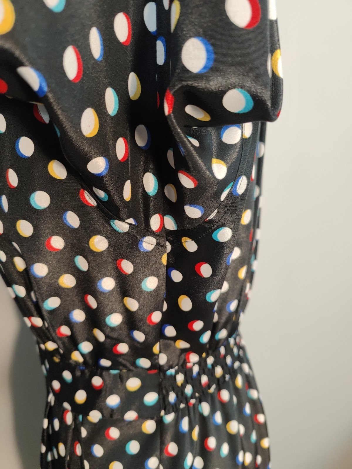 Vtg Leslie Fay 80’s Polka Dot Secretary Dress Sz M Career Shoulder Pads Pockets