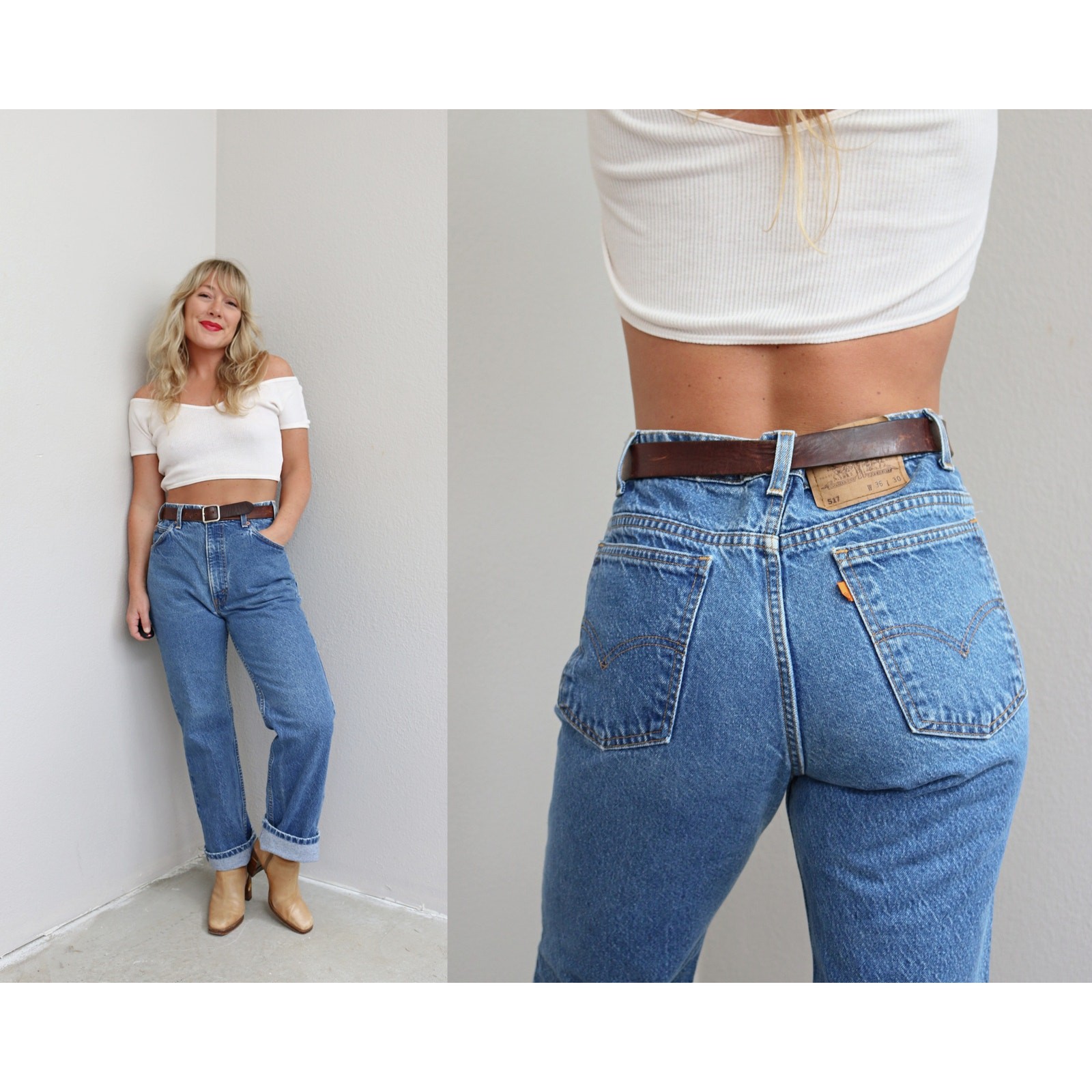 1990’s Vintage Unisex 517 Levi Boot Cut Jeans ~ Women’s LG XL 34″ to 35″ Waist