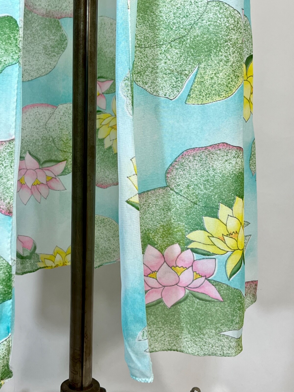 Vintage 1960’s semi-sheer lightweight robe cover-up with lily pad & lilies print