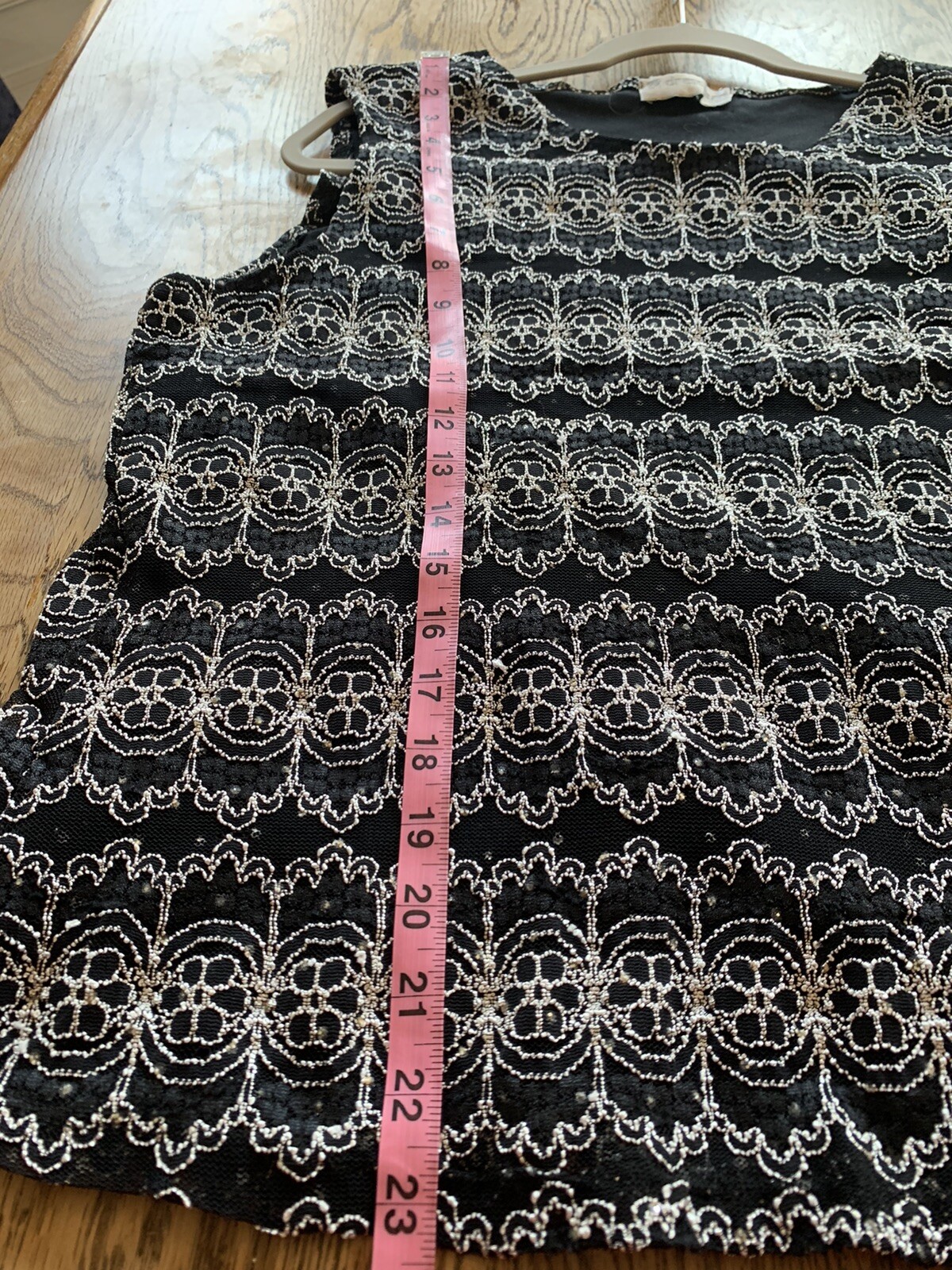 Vintage Dress Barn Sleeveless Blouse 1X Bling Evening Floral Pattern Sequins