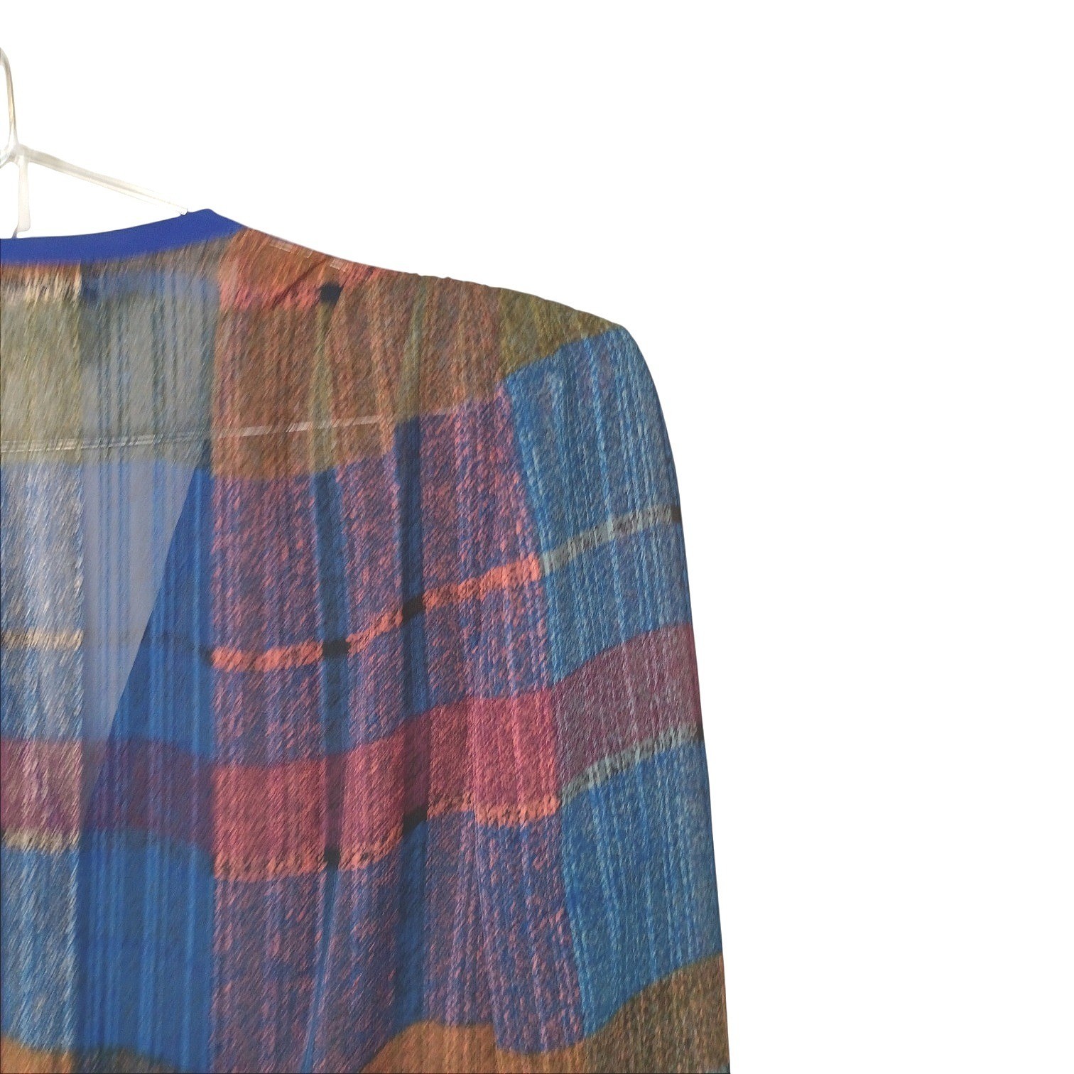Gloria Vanderbilt Vintage 80s Metallic Plaid Peplum Top and Skirt Set Blue 14