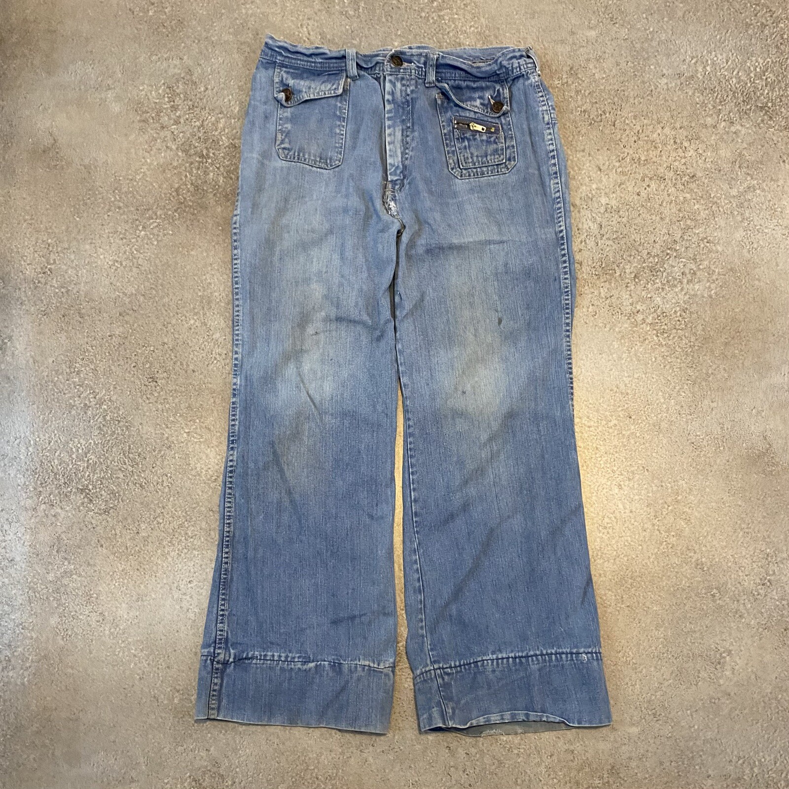Vintage 80s Hands Off Flare Bell Bottom Jeans 33 X 30 True Vintage Boho Indie