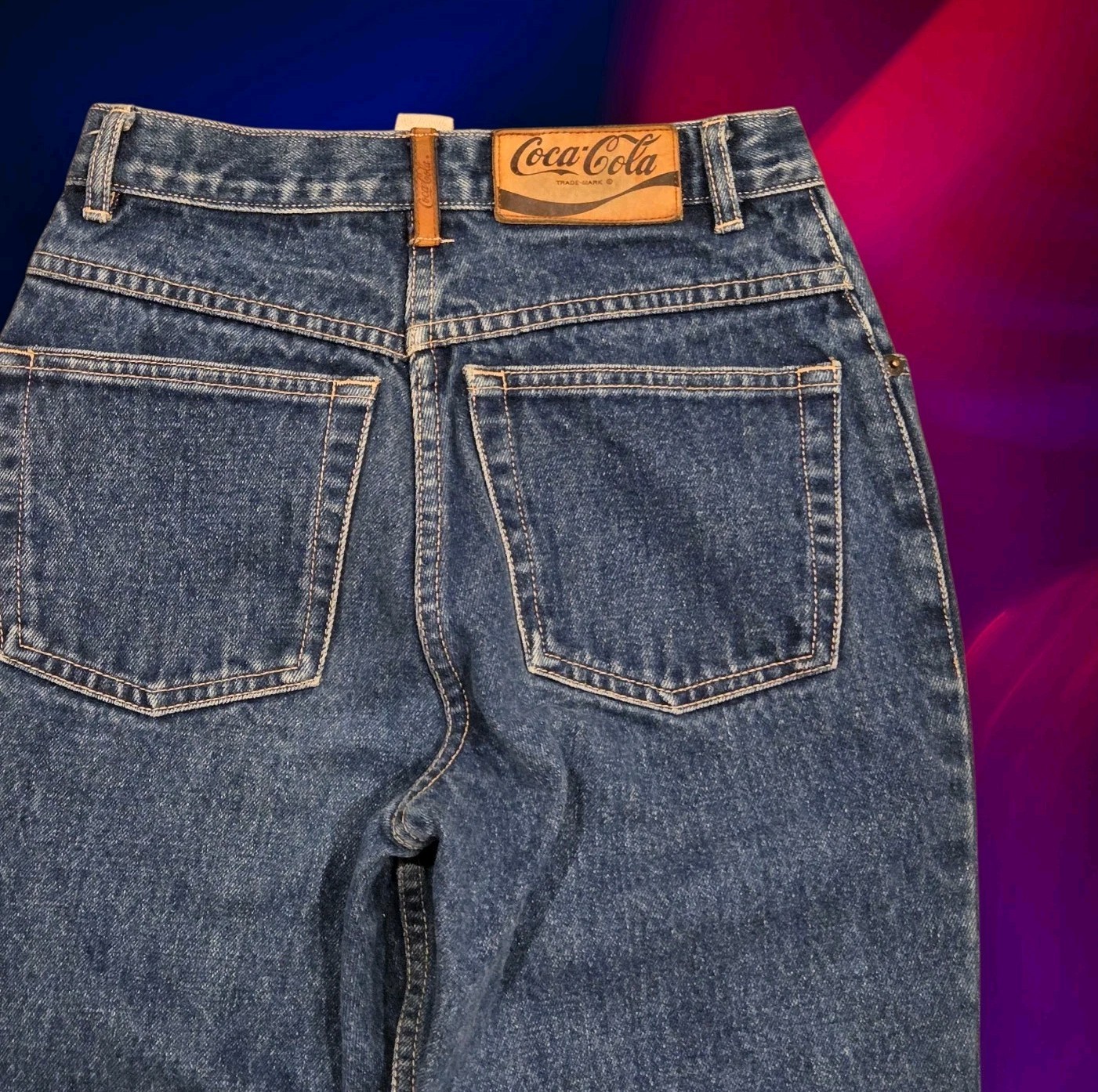 Vtg Coca-Cola Blue Jeans 80s Denim Tapered Leg Mid Rise Womens 6 23×29 Actual