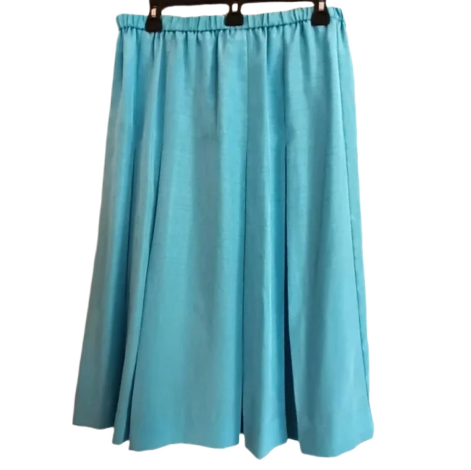 Vintage 1970s Shrader Turquoise Pleated Skirt Classic Feminine Preppy Sz 12P