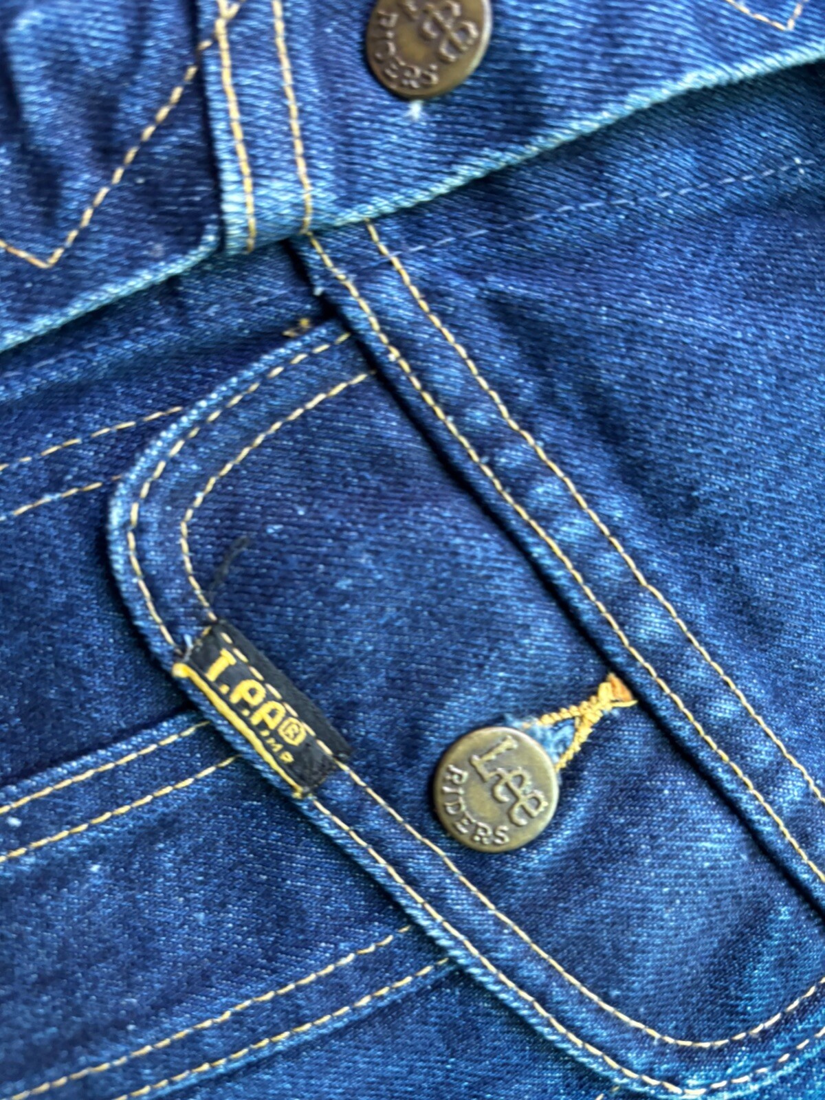 70s Ms LEE Rider Trucker Jacket.zig Zag Stitch.dark Wash.Small.