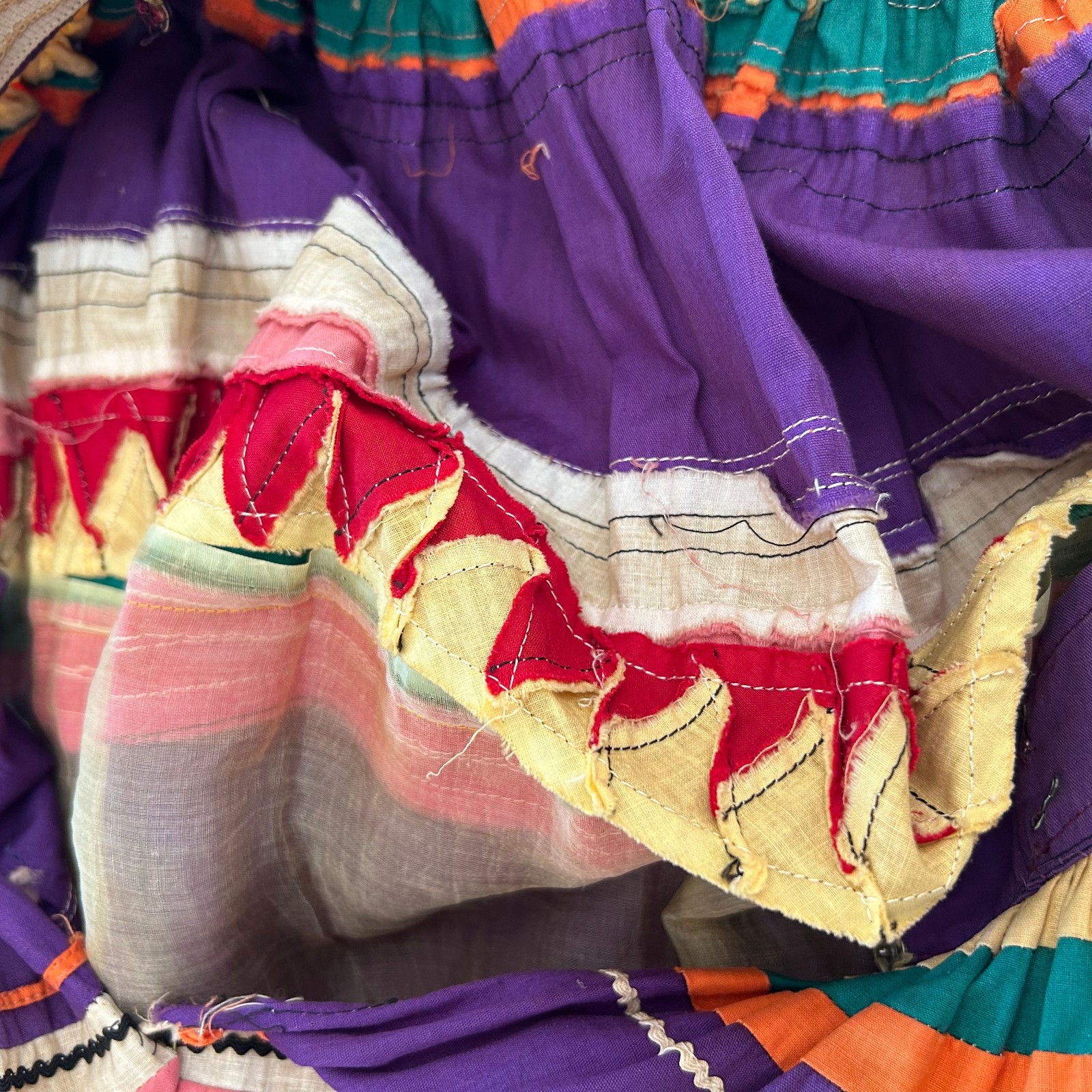 Vintage Colorful Native American Quilted Patchwork Skirt Seminole