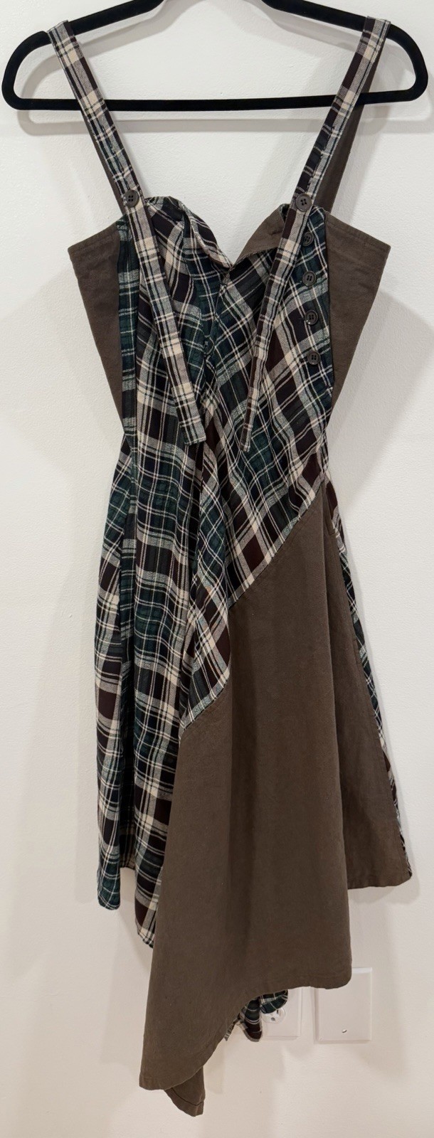 Y’s Yohji Yamamoto Asymmetrical Plaid Linen Cotton Sz S Made/Purchased in Japan