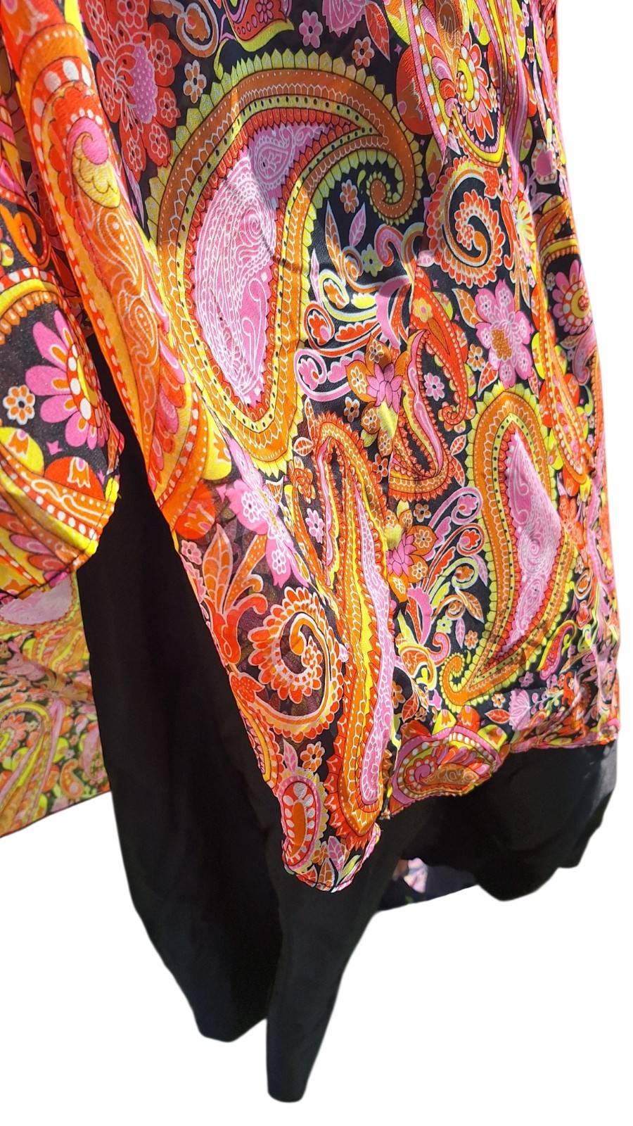 Jack Hartley Miami Maxi Dress Paisley Print Ruffle Neck Sleeveless S Vtg 70s