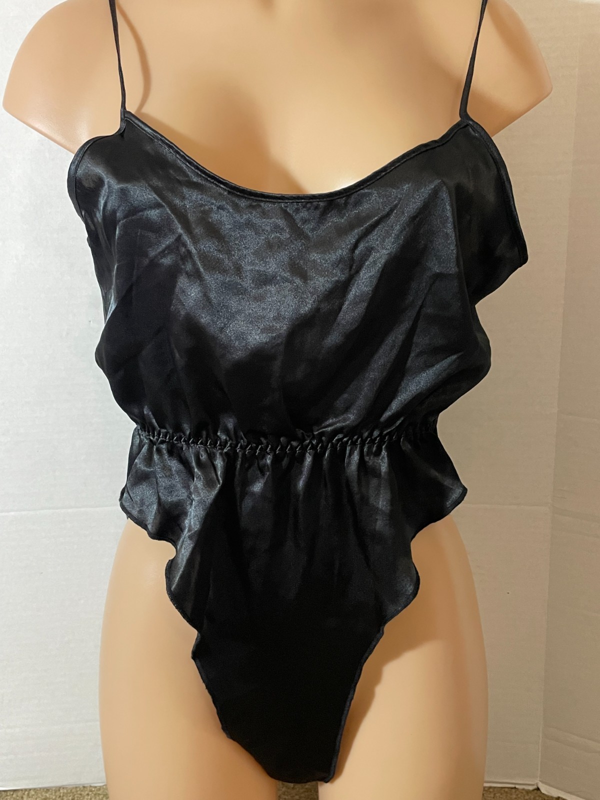 Vtg VICTORIA’S SECRET Silky SATIN High-Leg Bodysuit Teddy Gold Label Whimsigoth
