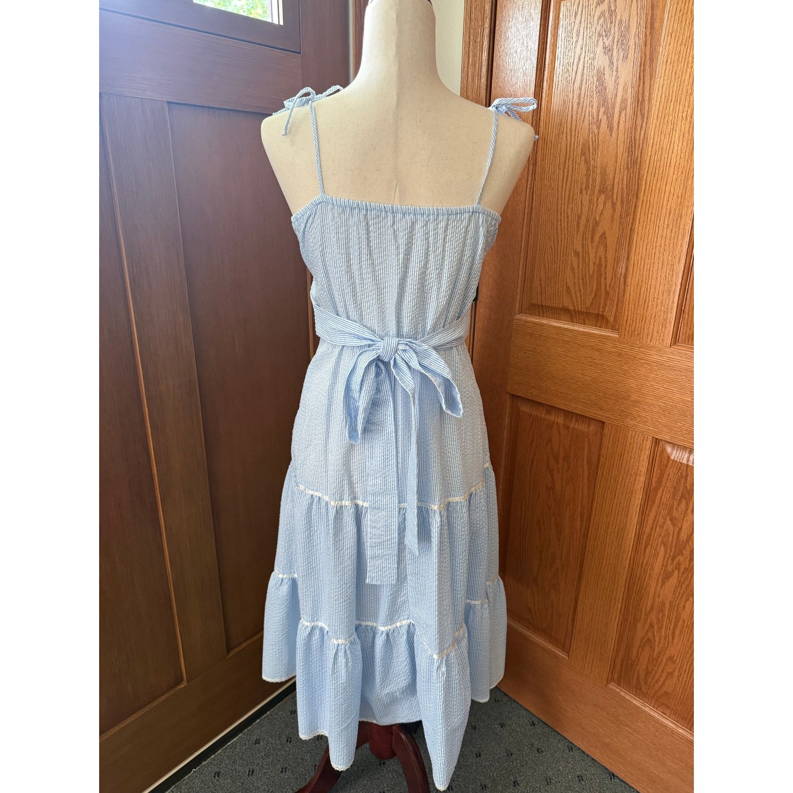 Vintage Candi Jones Seersucker Romantic Pairie Dress Small