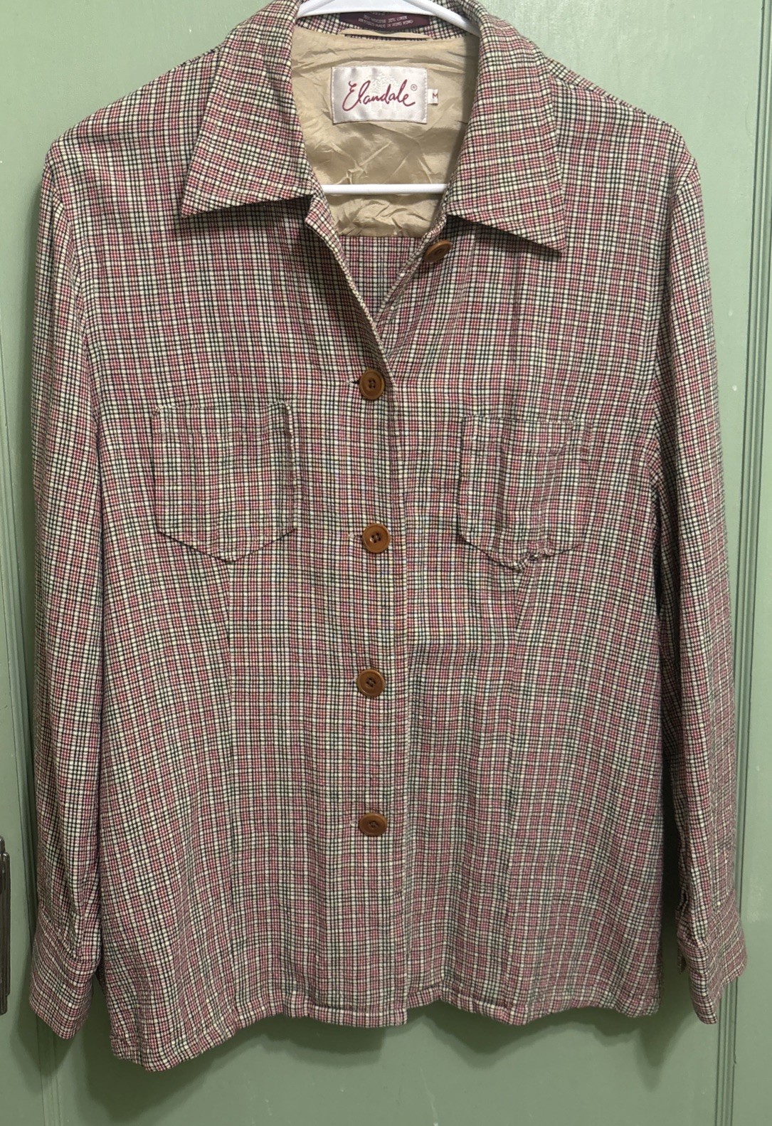 Vintage 70s Elandale Plaid Button Down Shirt And Skort Set Size M 10 30% Linen