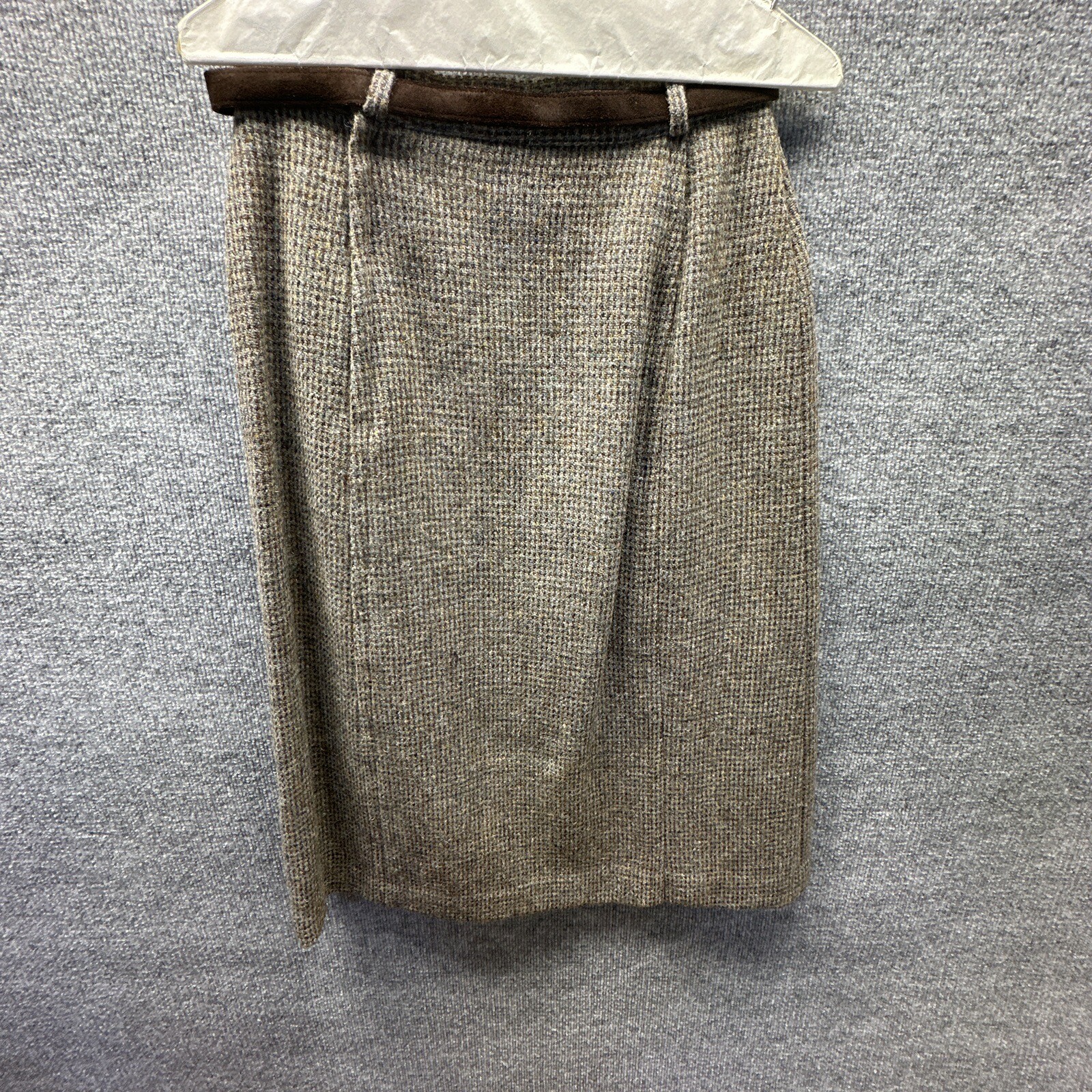Woodhouse Lynch Skirt Women 10 Brown Hand Woven Scottish Tweed Academia Vtg USA
