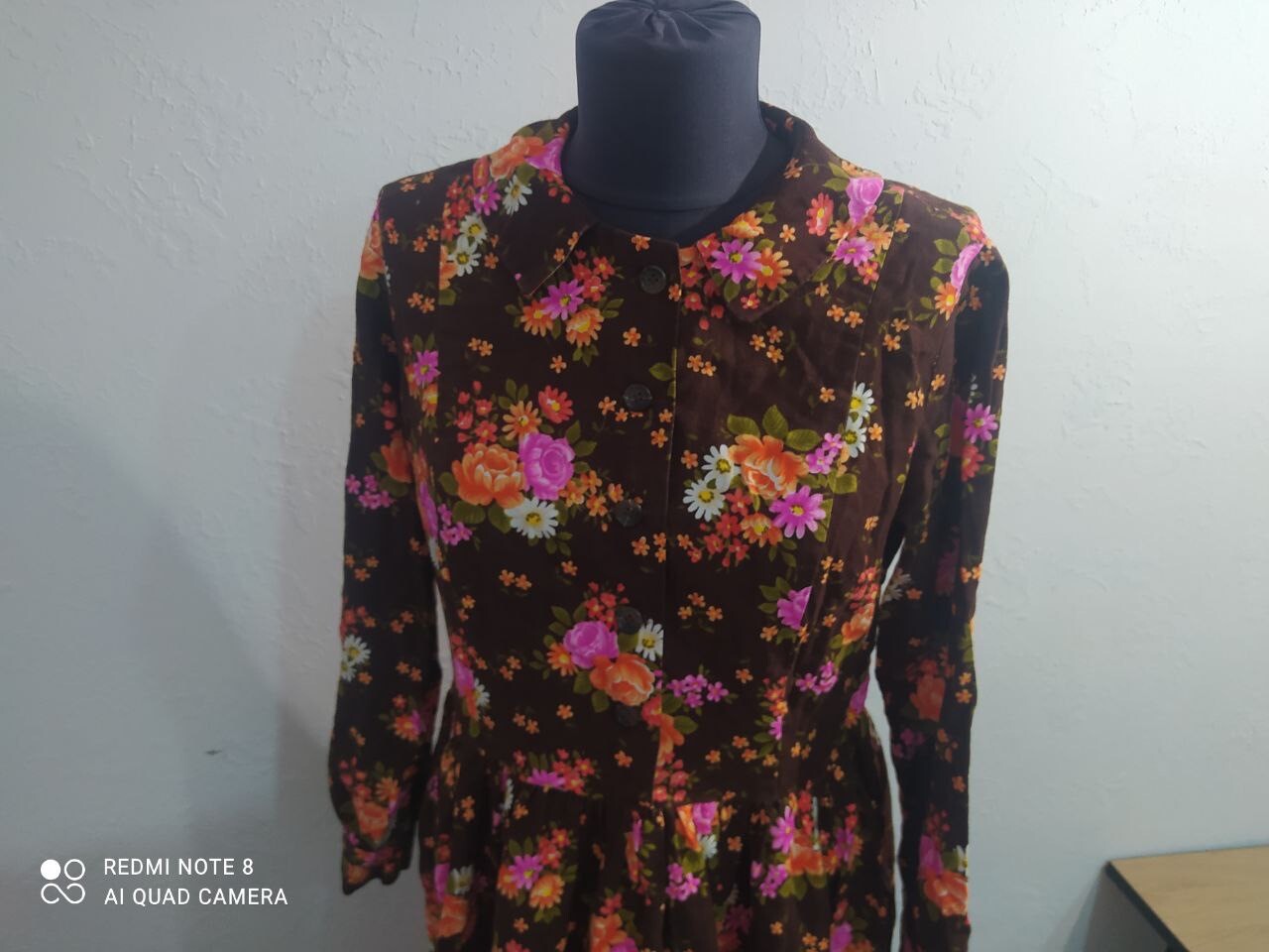 Vintage Women’s Dress Retro Midi Floral Handmade Unbranded, UK 12, US 10