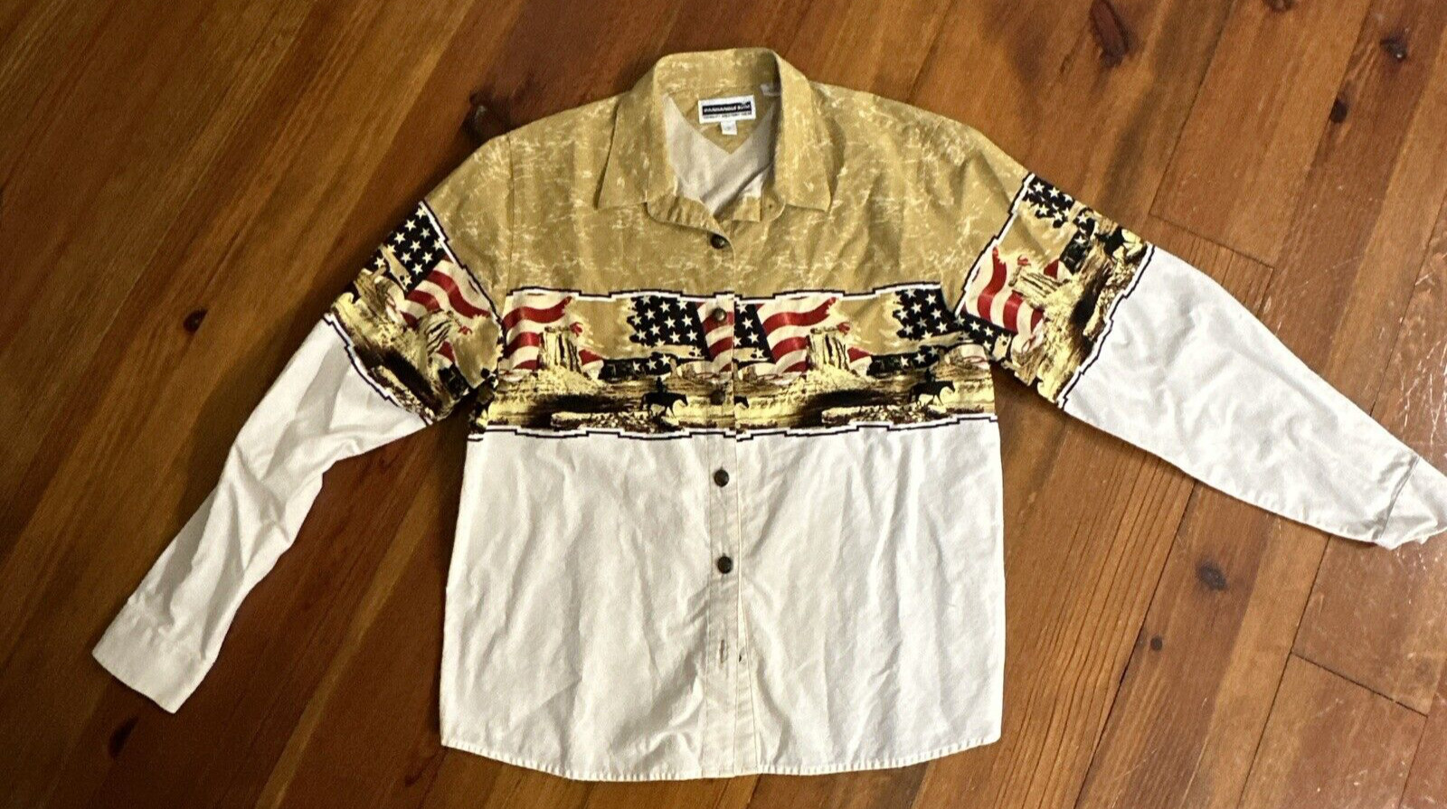 VTG Panhandle Slim MD Horse Western Long Sleeve Pearl Snap Flag Cowboy Canyon