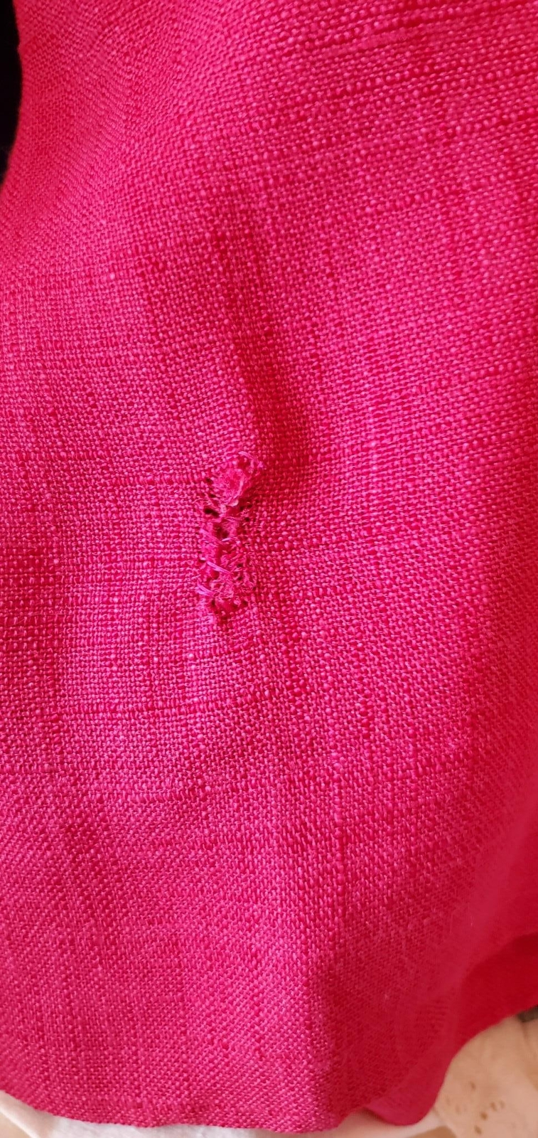 Vintage 60s Fuchsia Sleeveless Dress Woven Cotton Linen B38