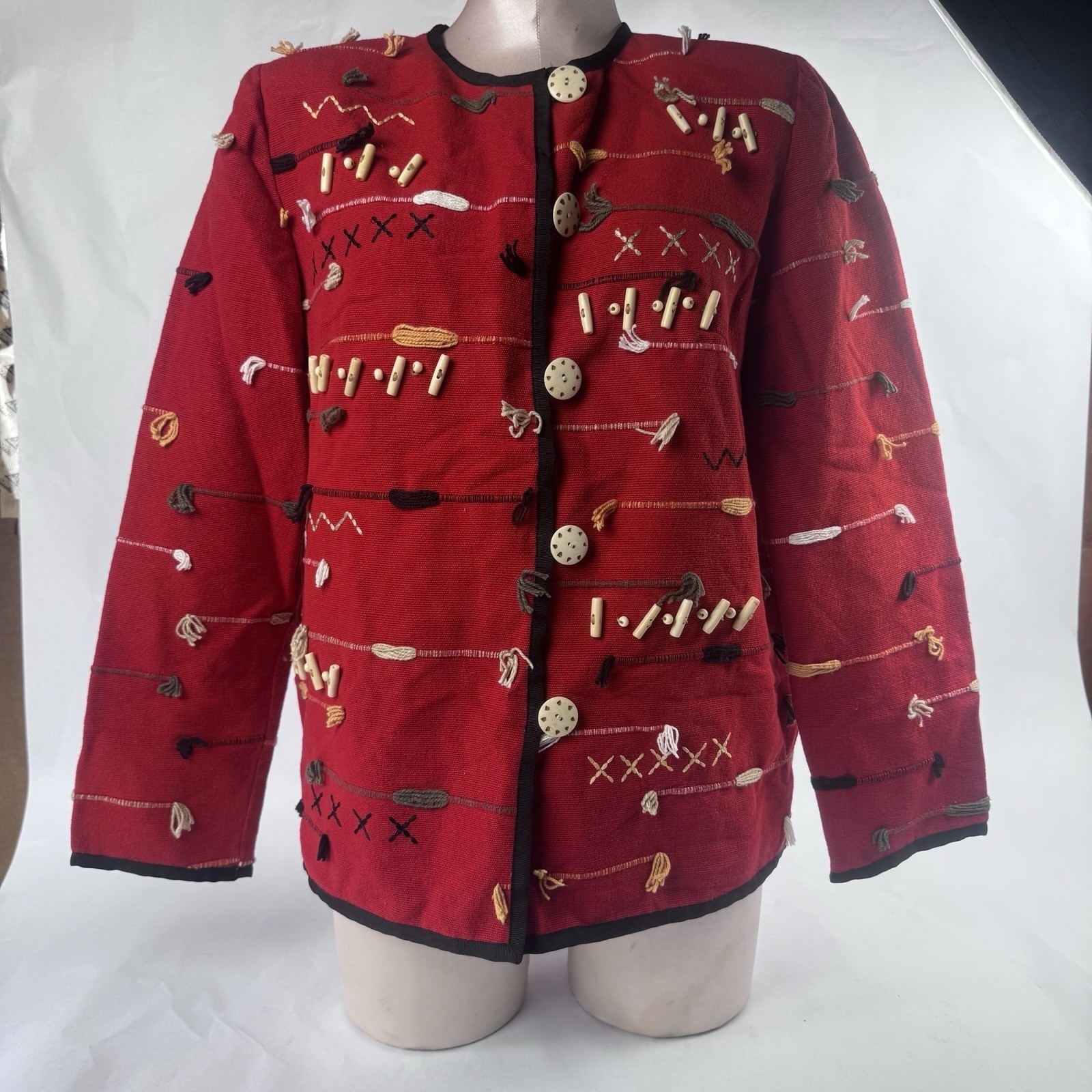 Vintage Indigo Moon Women’s Small Red Jacket 100% Cotton Shell