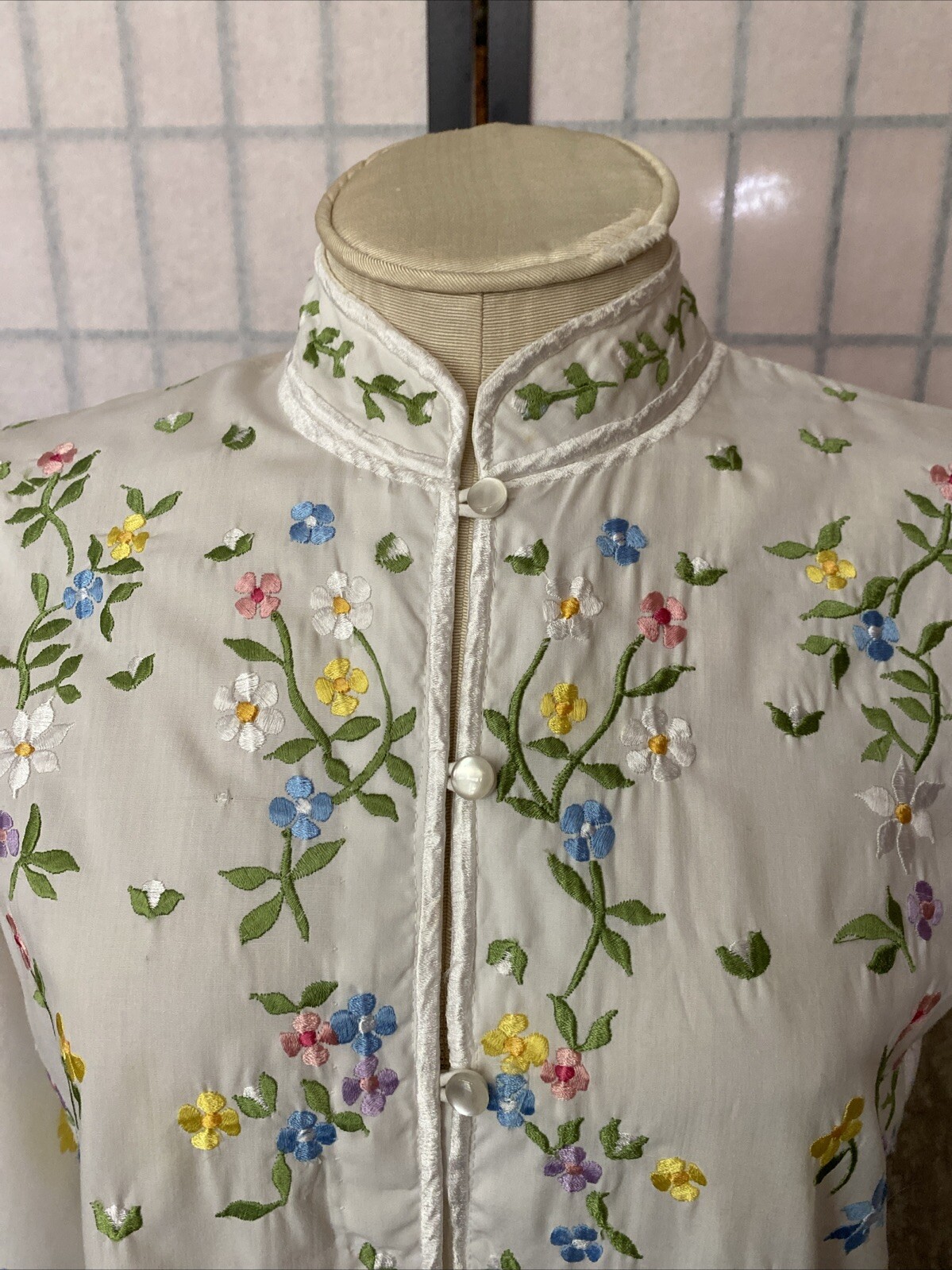 Chuchi Phillipines VTG 50/60s Intricately Embroid’d Floral Blouse Wom Estim S/M
