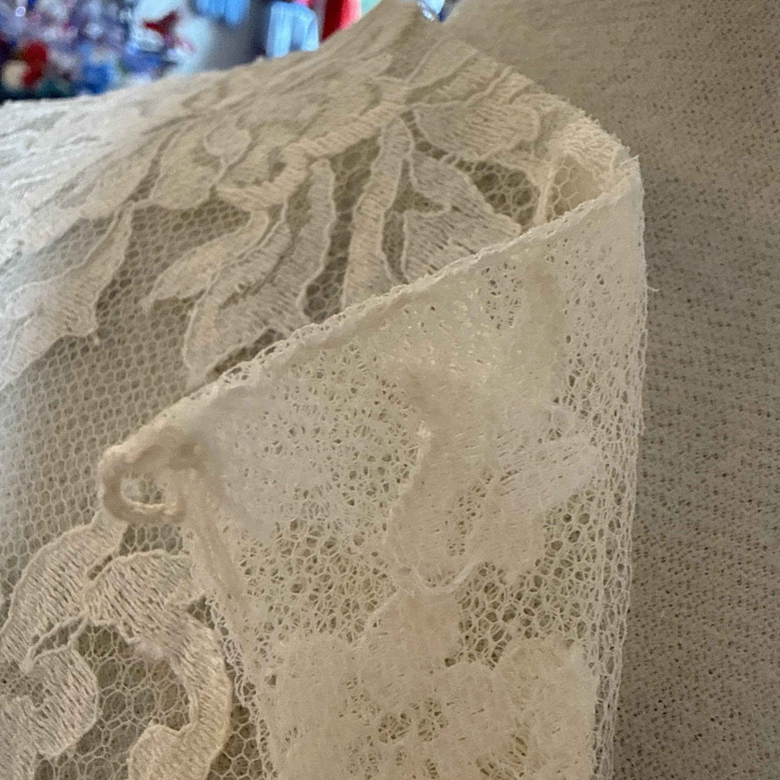 VTG silk wedding gown handmade from 1969 watteau lace train over 7 ft sz 8