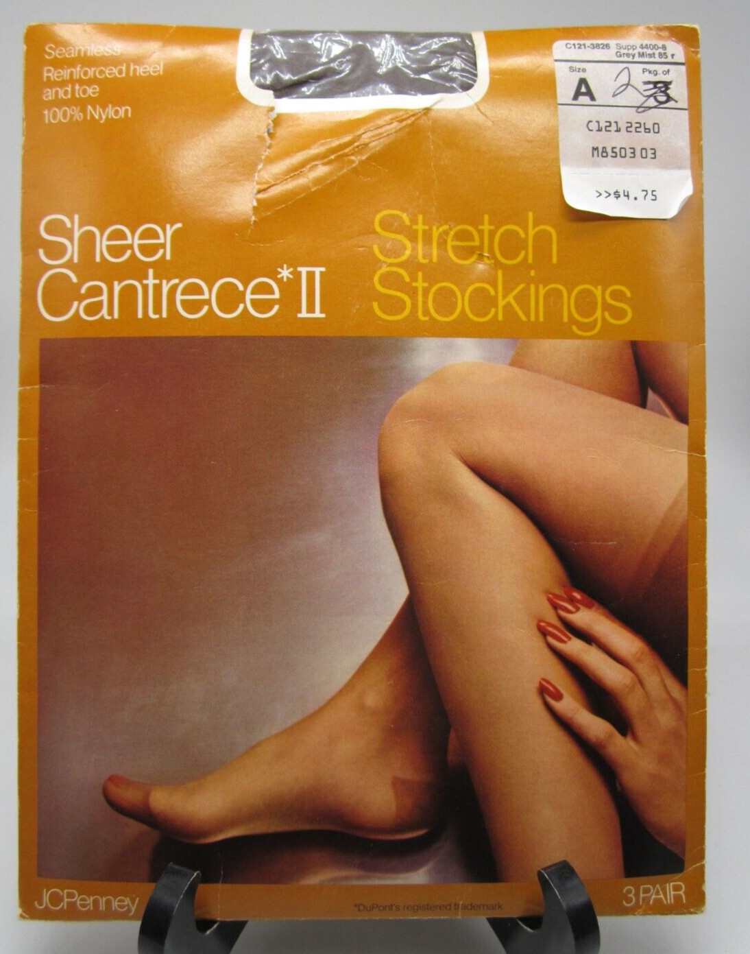 2 Pr Sheer Cantrece II Stockings JC Penneys Gaymode Size A 8 1/2-9 1/2 Gray Mist
