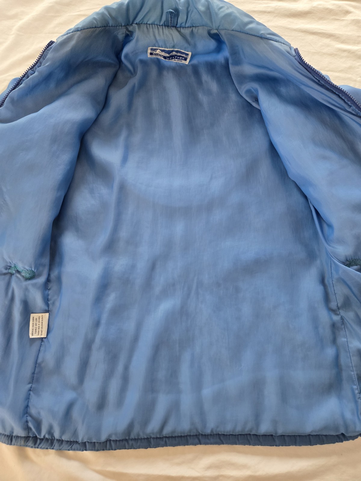 Vintage Jacket 1970’s Womens Blue Striped Snow Weather Taiwan Full Zip Ski